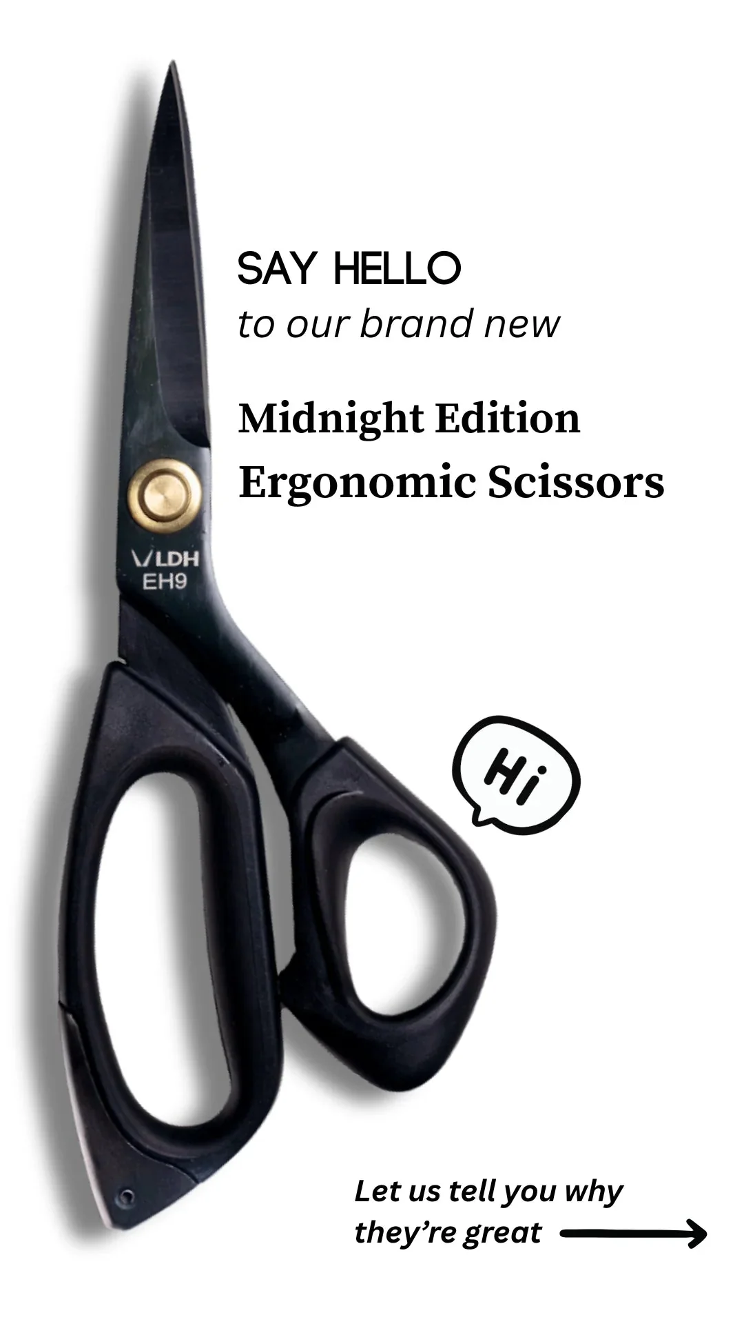 9" Midnight Edition Ergonomic Scissors - LDH Scissors - Image 4