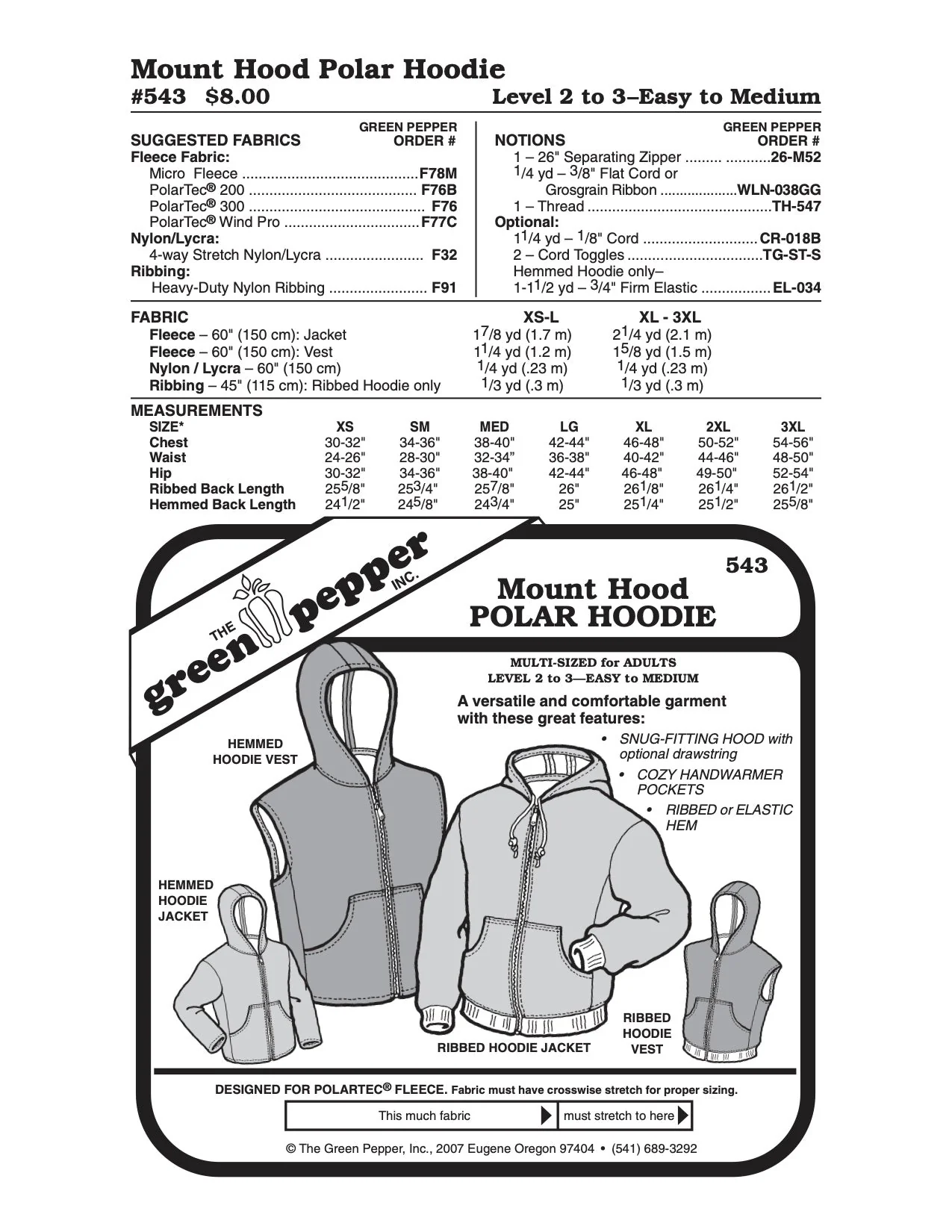Adult Mount Hood Polar Hoodie Pattern - 543 - The Green Pepper Patterns - Image 2