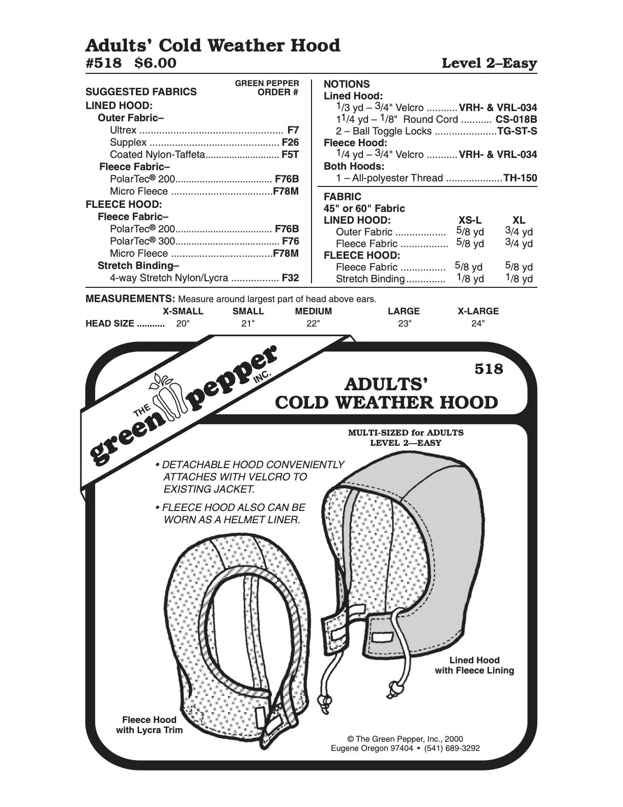 Adult’s Cold Weather Hood Pattern - 518 - The Green Pepper Patterns - Image 2