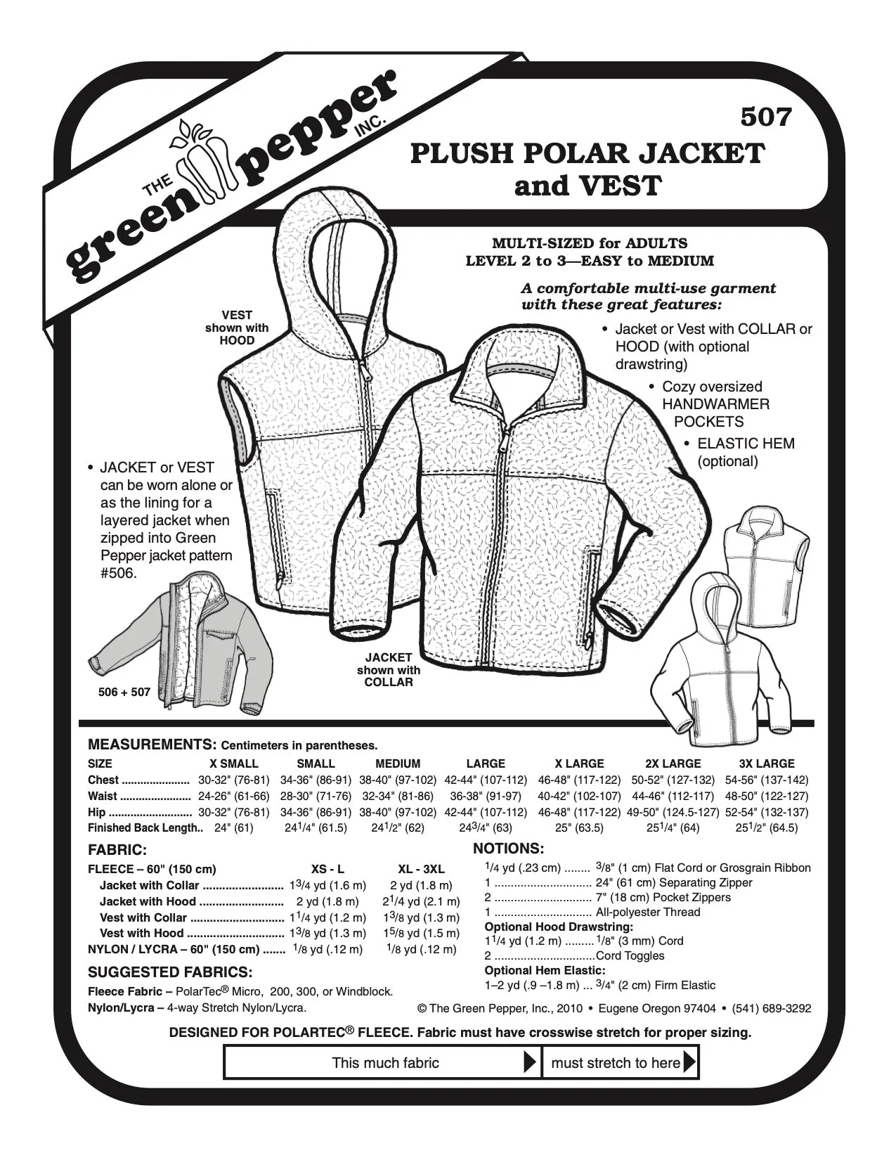 Adult’s Plush Polar Jacket & Vest Pattern - 507 - The Green Pepper Patterns - Image 2