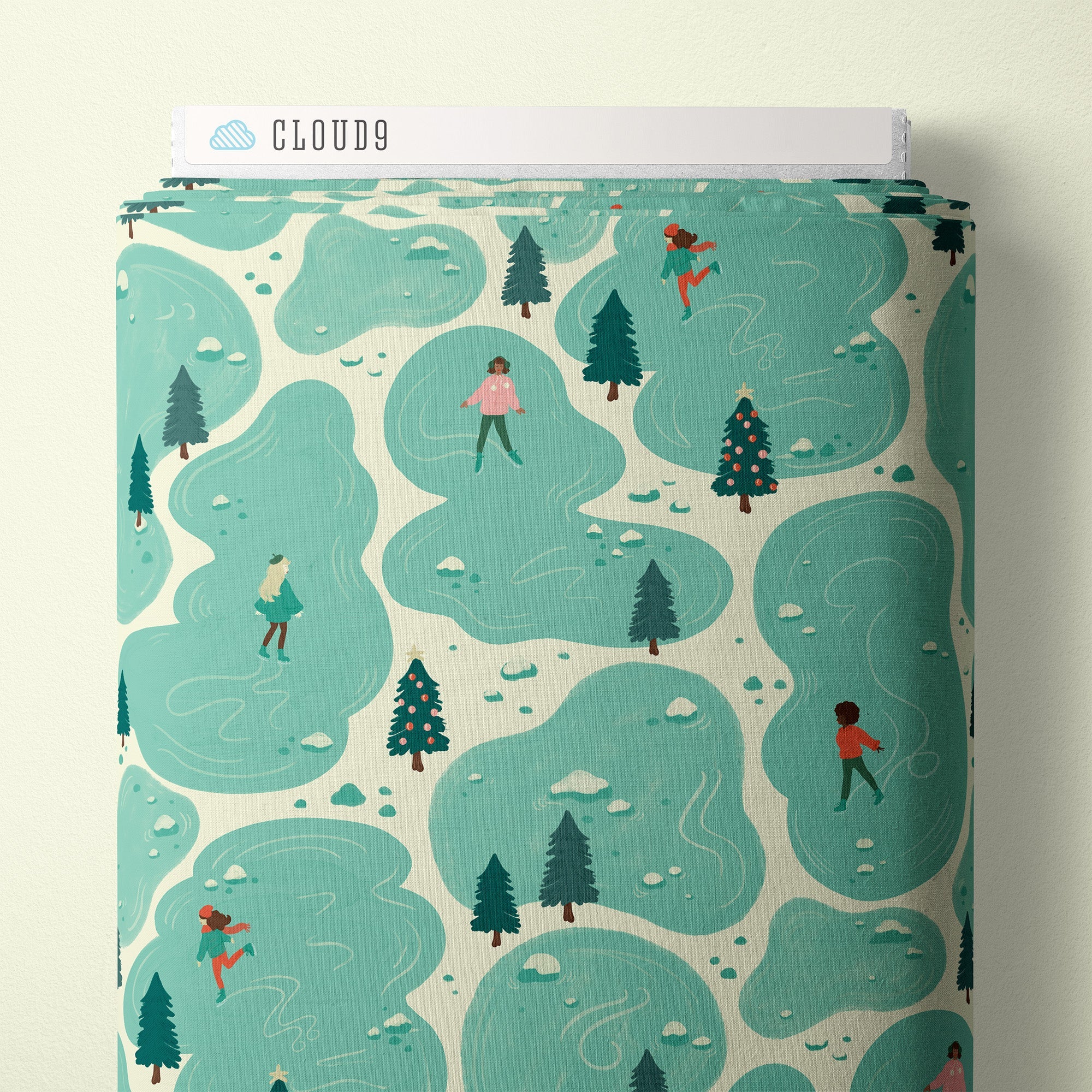 Afternoon Ice Skating - Bright Holiday - Charla Pettingill - Cloud 9 Fabrics - Poplin