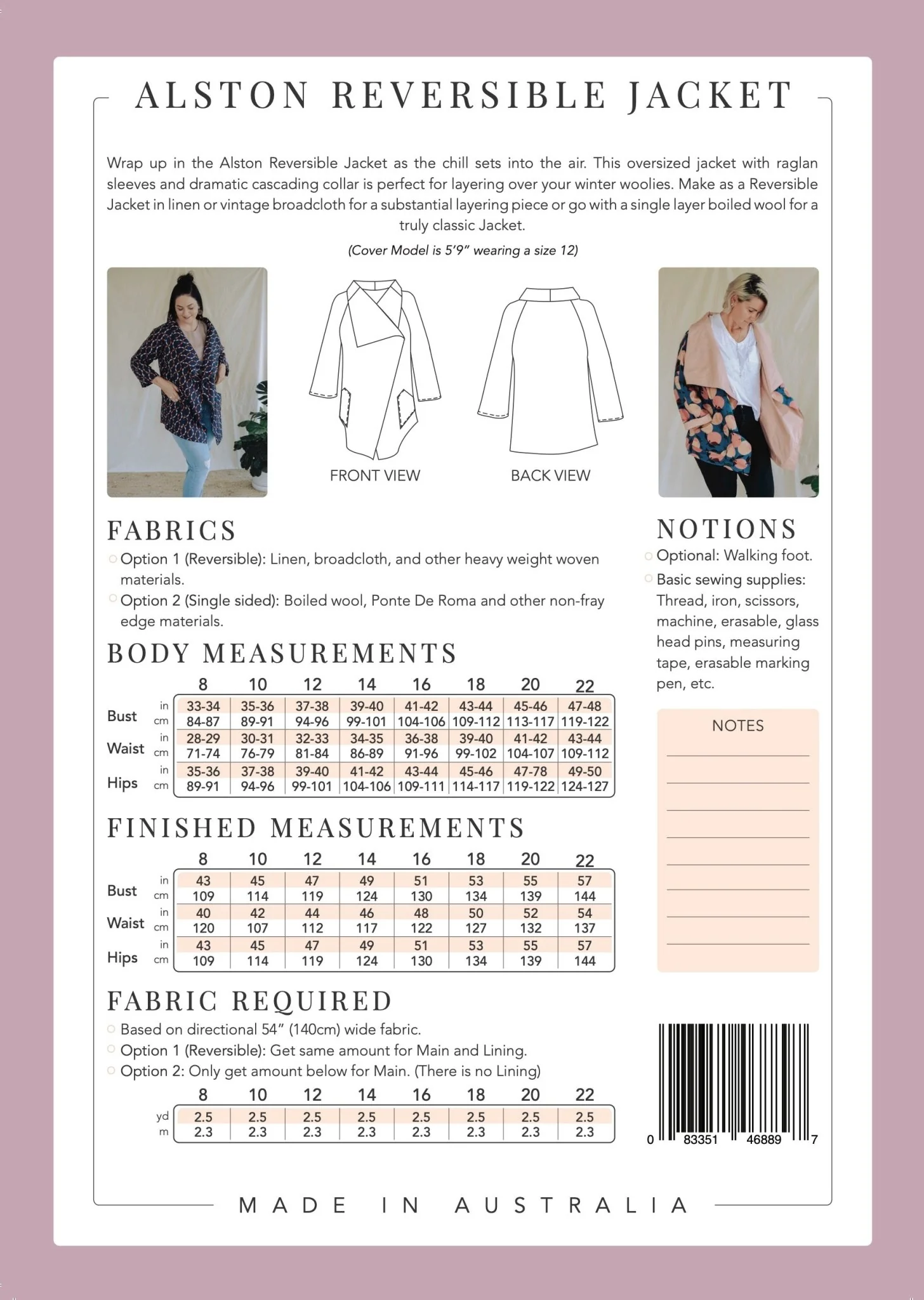 Alston Reversible Jacket - Paper Pattern - Sew to Grow - Image 16