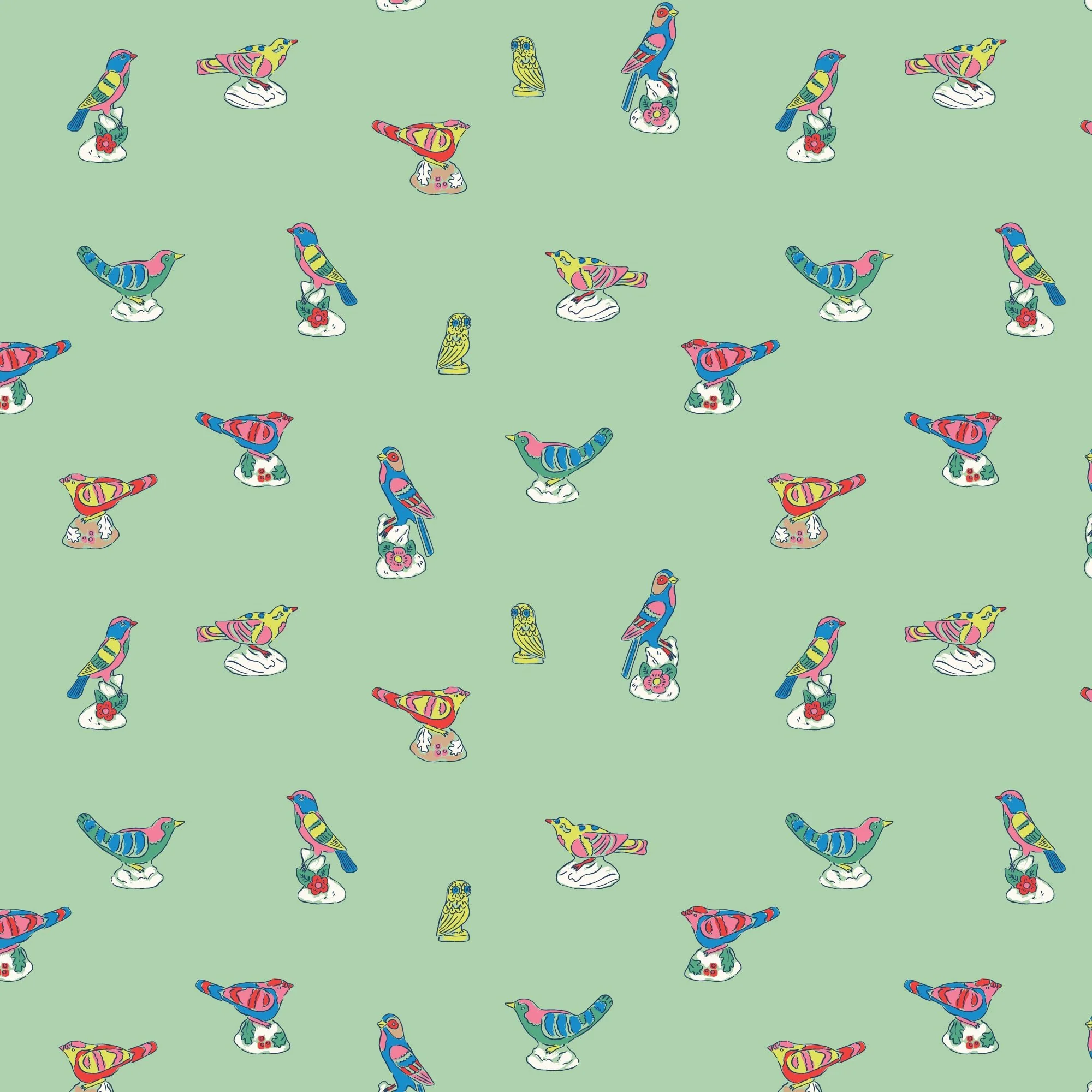 Antique Birds - Nice Nice - Emily Taylor - Cloud 9 Fabrics - Poplin - Image 2