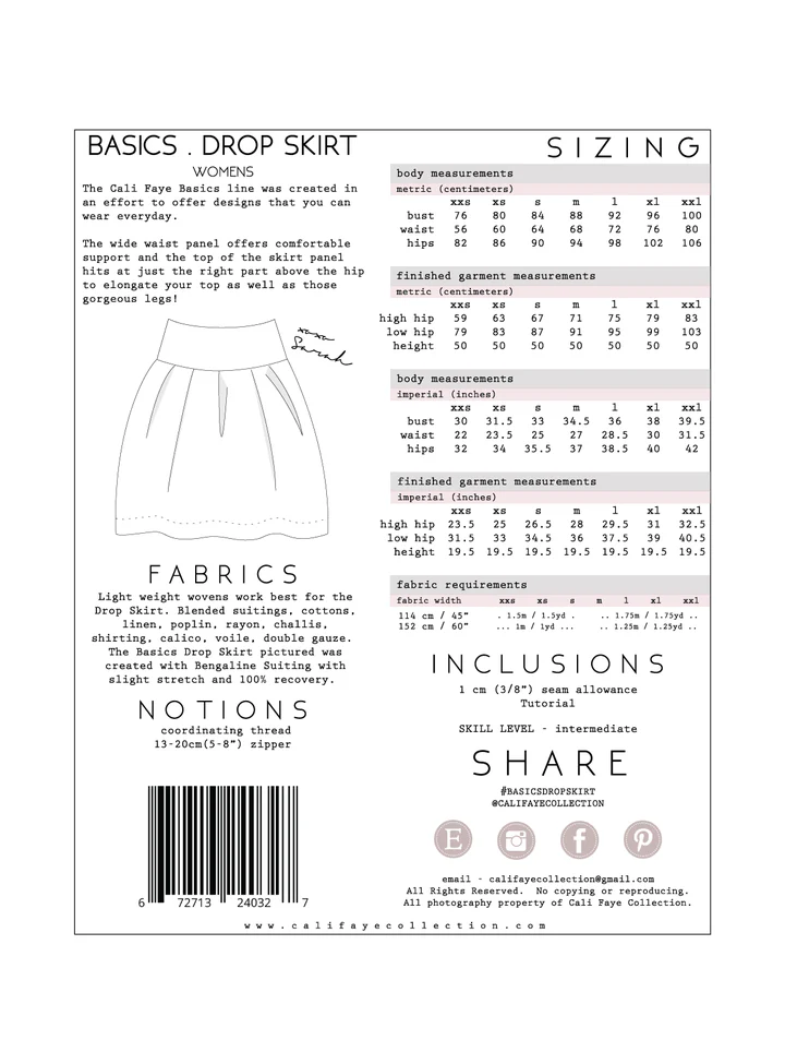 Basics Drop Skirt Sewing Pattern - Cali Faye Collection - Image 6