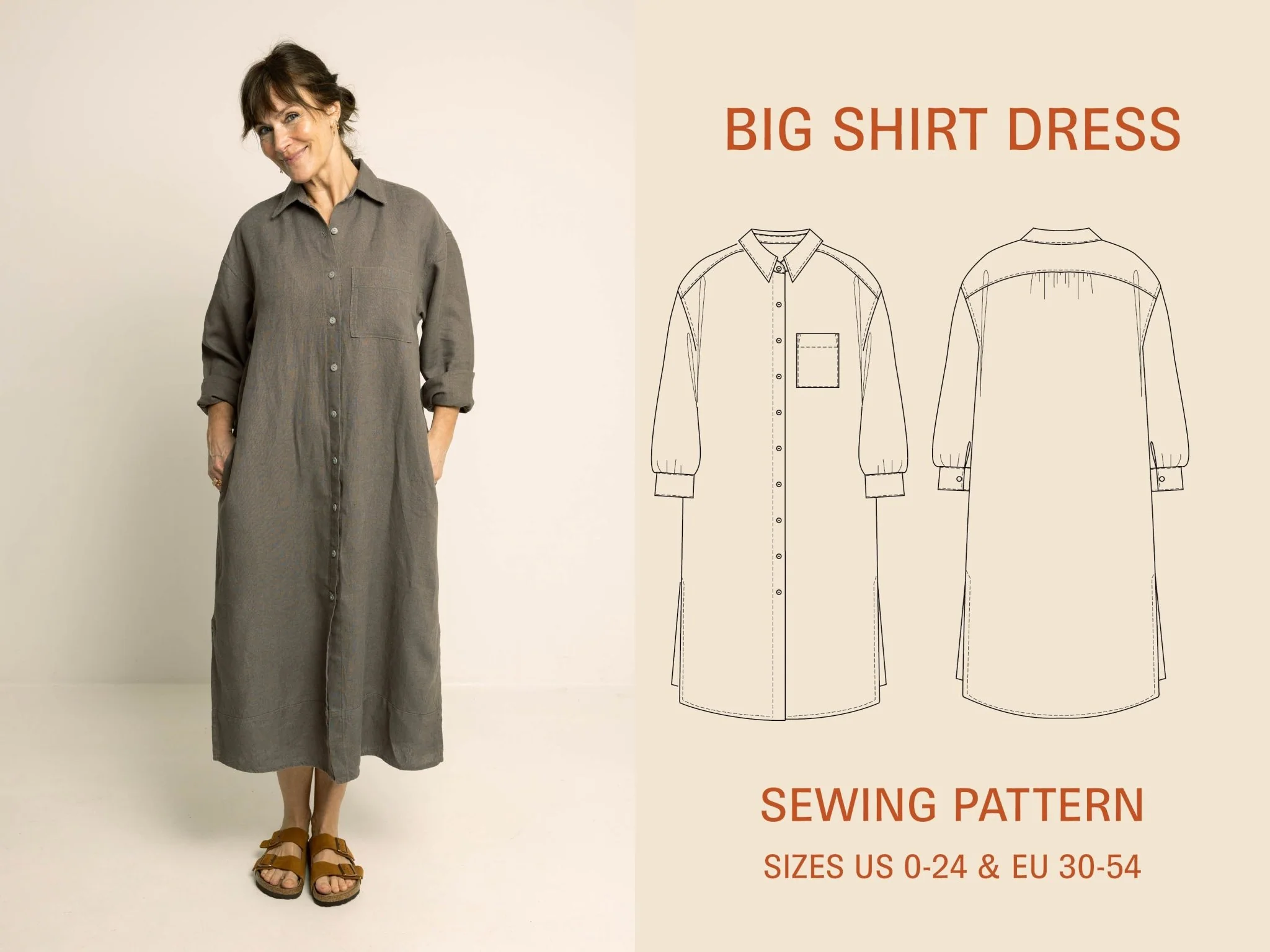 Big Shirt Dress Paper Pattern - Wardrobe by Me - Image 6