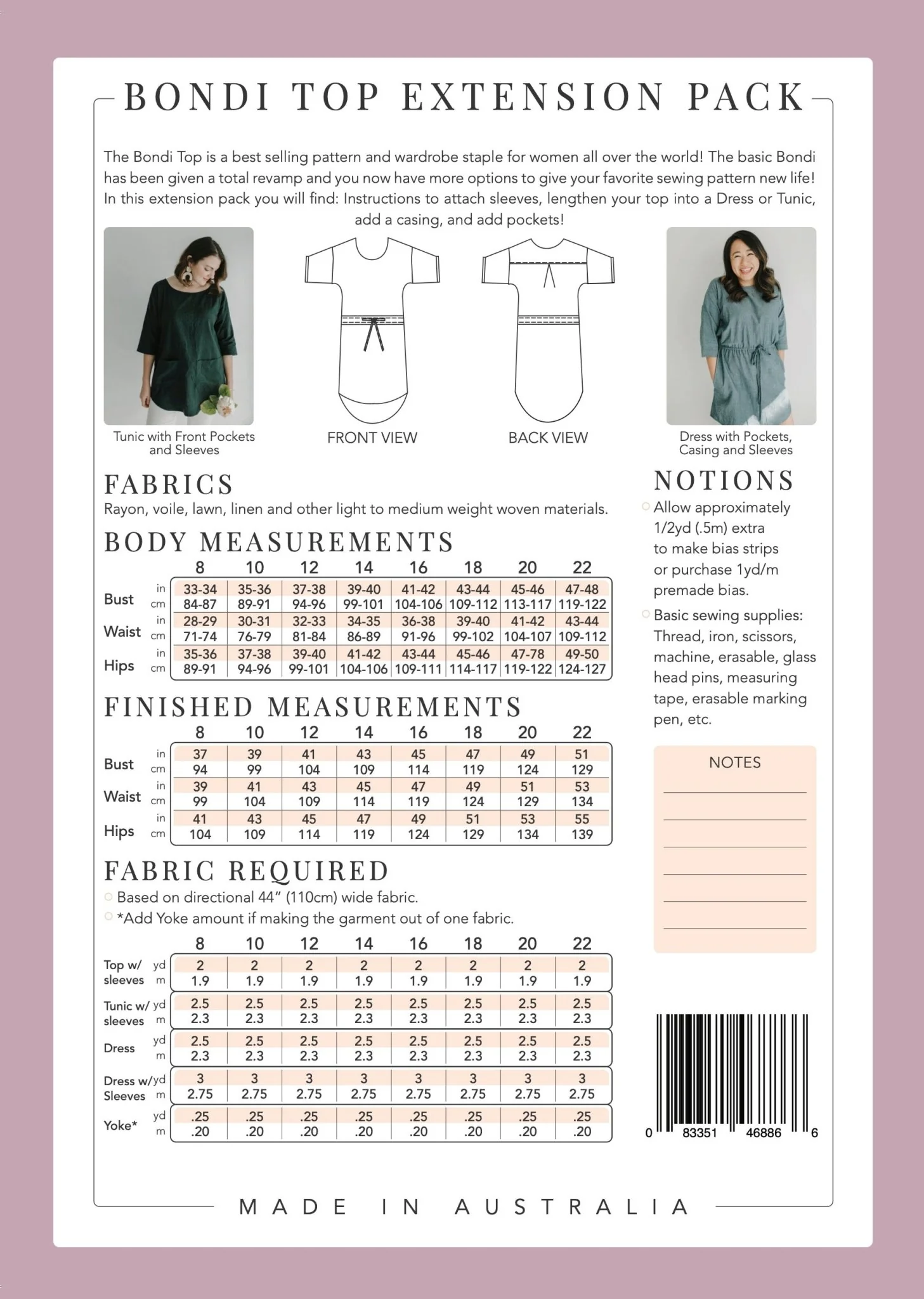 Bondi Top EXTENSION PACK - Paper Pattern - Sew to Grow - Image 17