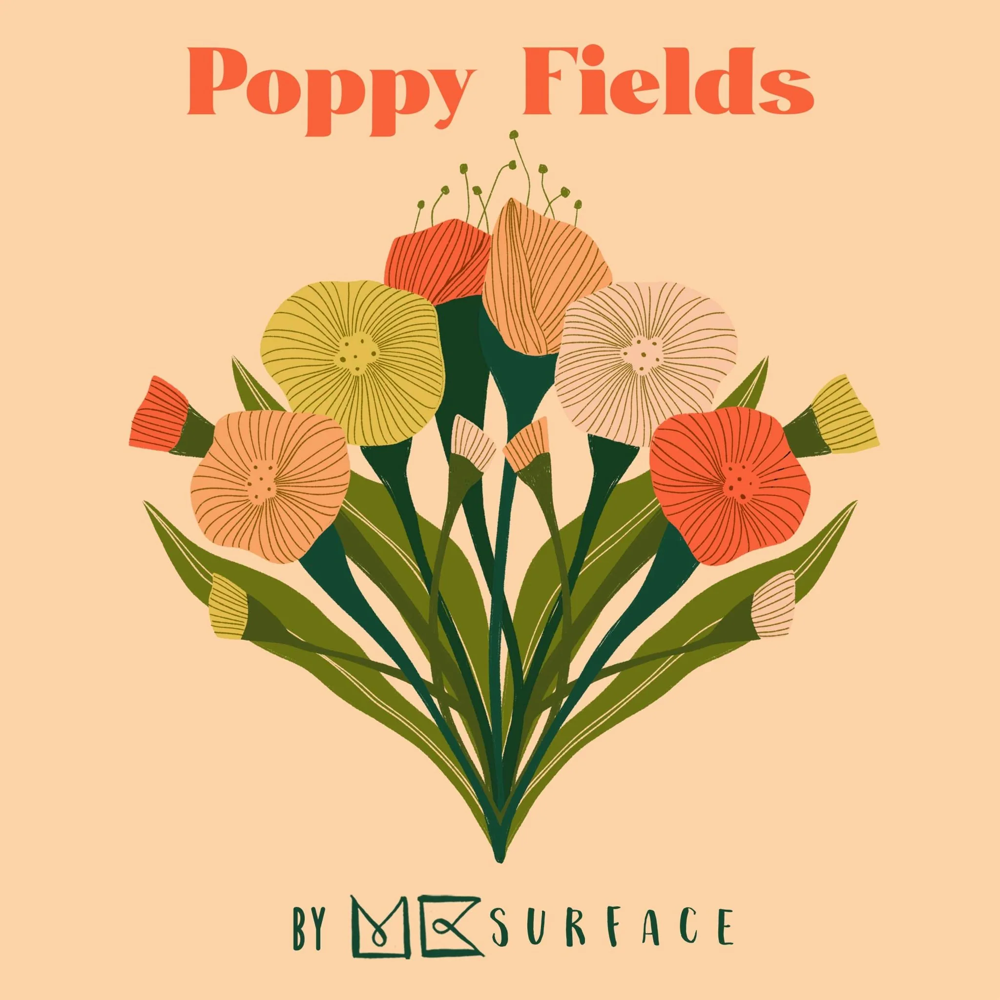 Bouquet - Coral - Poppy Fields - MK Surface - Cloud 9 Fabrics - Poplin - Image 3