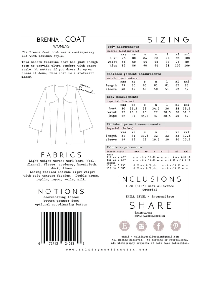 Brenna Coat Sewing Pattern - Cali Faye Collection - Image 8