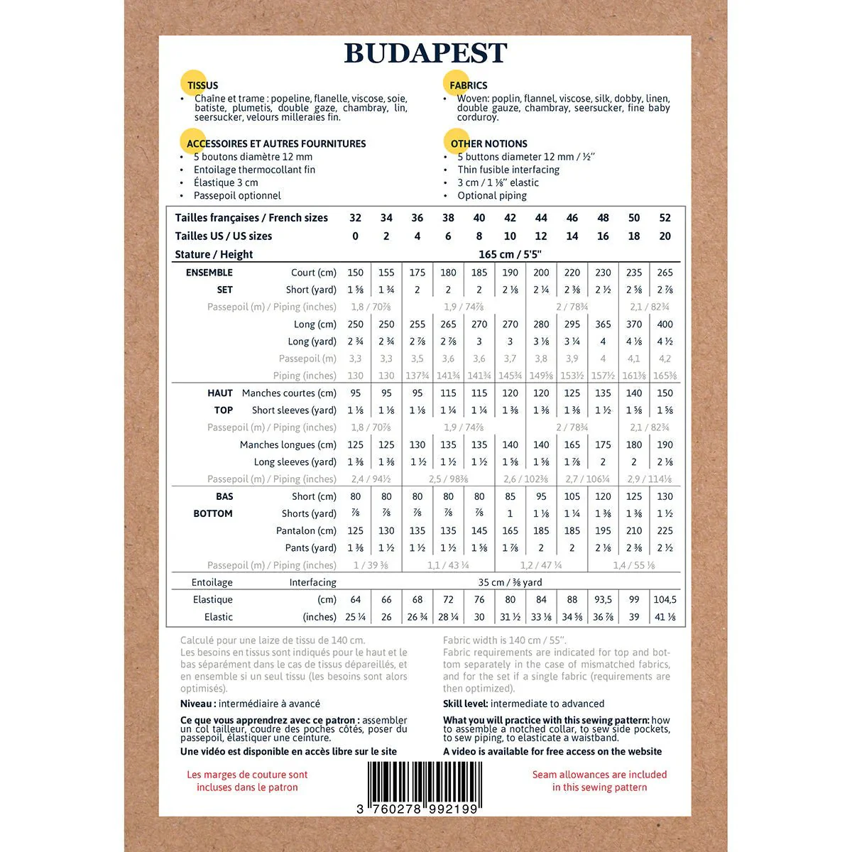 BUDAPEST Pajamas - Women 34/52 Paper Sewing Pattern - Ikatee - Image 18