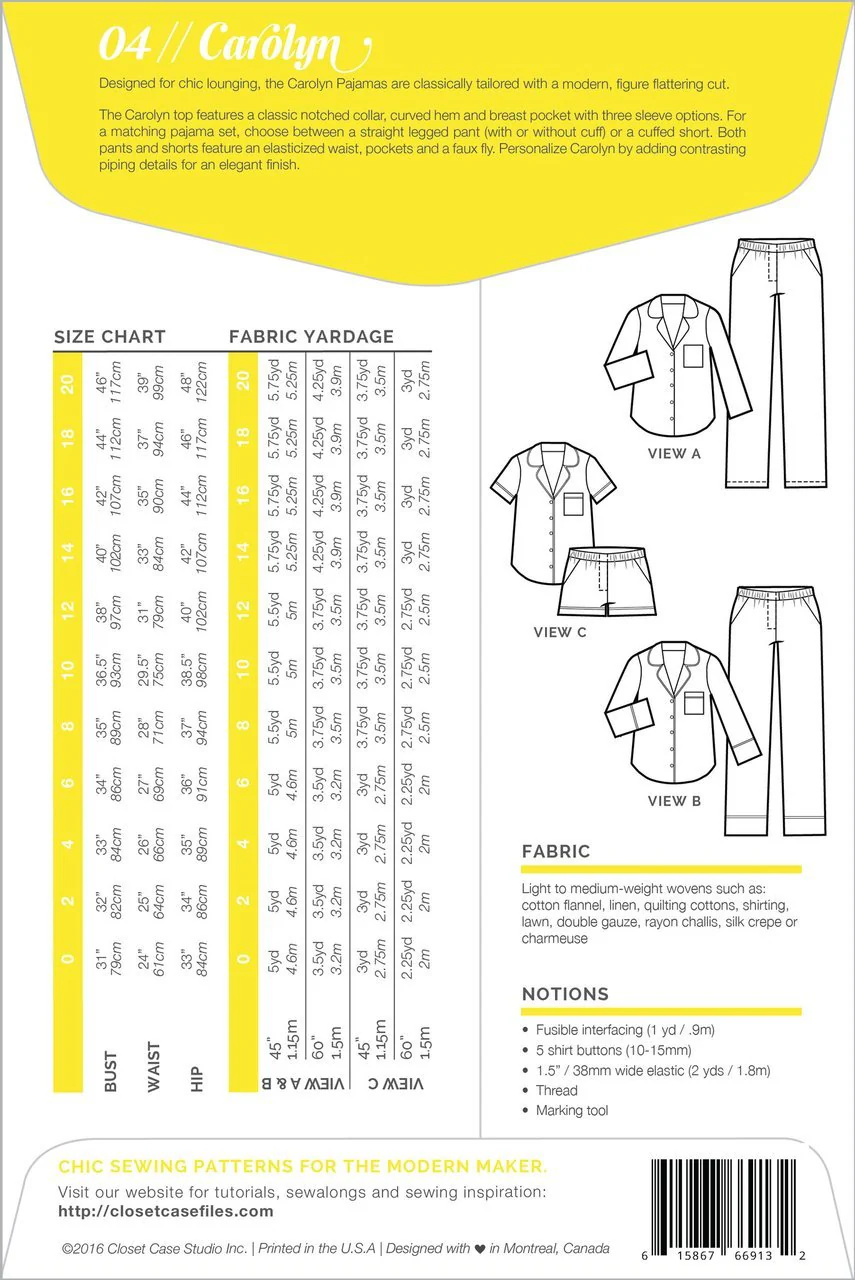Carolyn Pajama Pattern - Closet Core Patterns - Image 3