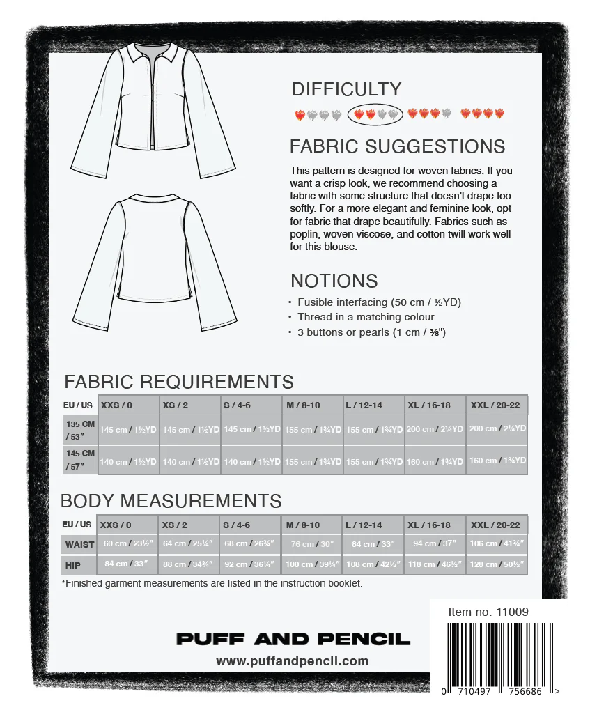Collared Blouse + Cone Sleeves - Paper Sewing Pattern - Puff And Pencil - Image 6