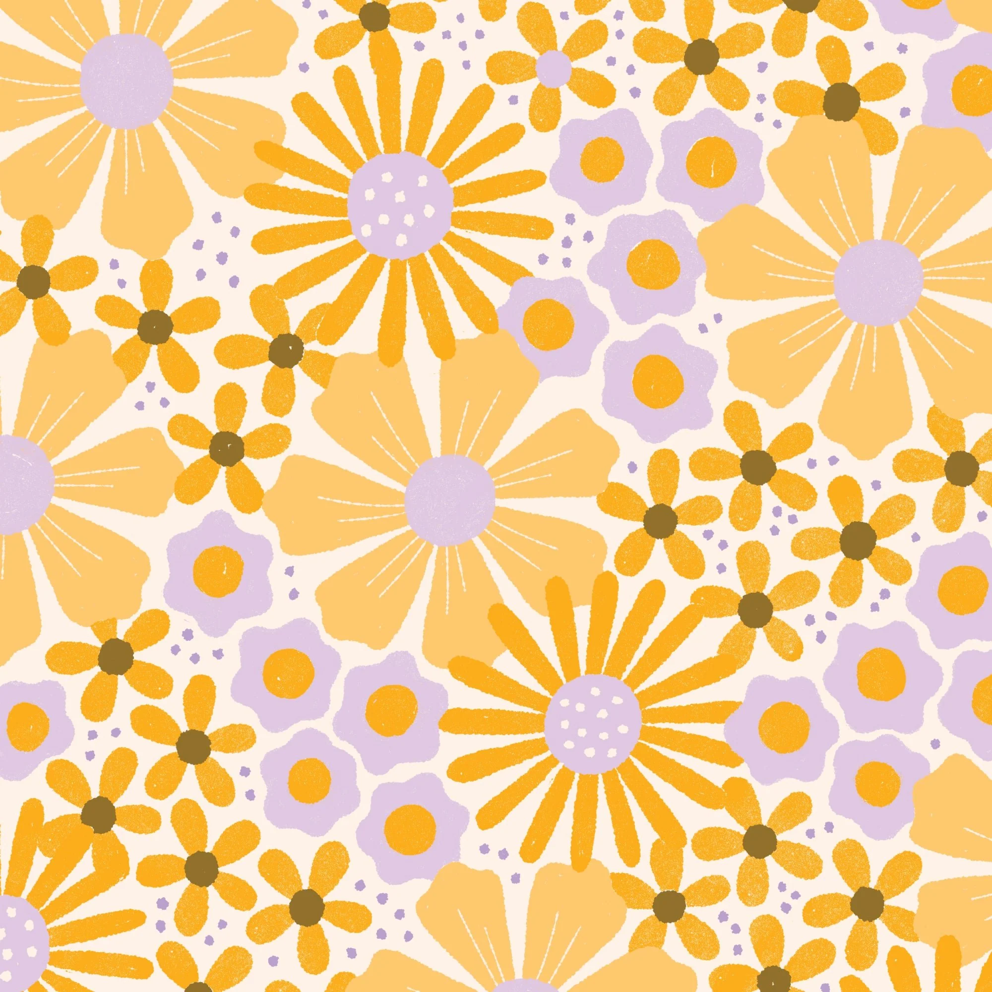Cosmos - Salt/Gold - Retro Meadow - Sophie Rowe - Cloud 9 Fabrics - Poplin - Image 3
