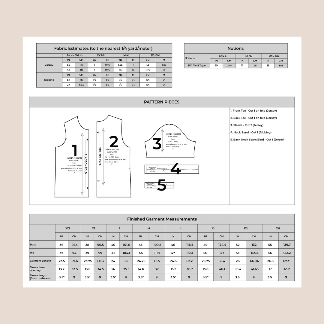 Cube Tee PDF Pattern - Lydia Naomi - Image 4