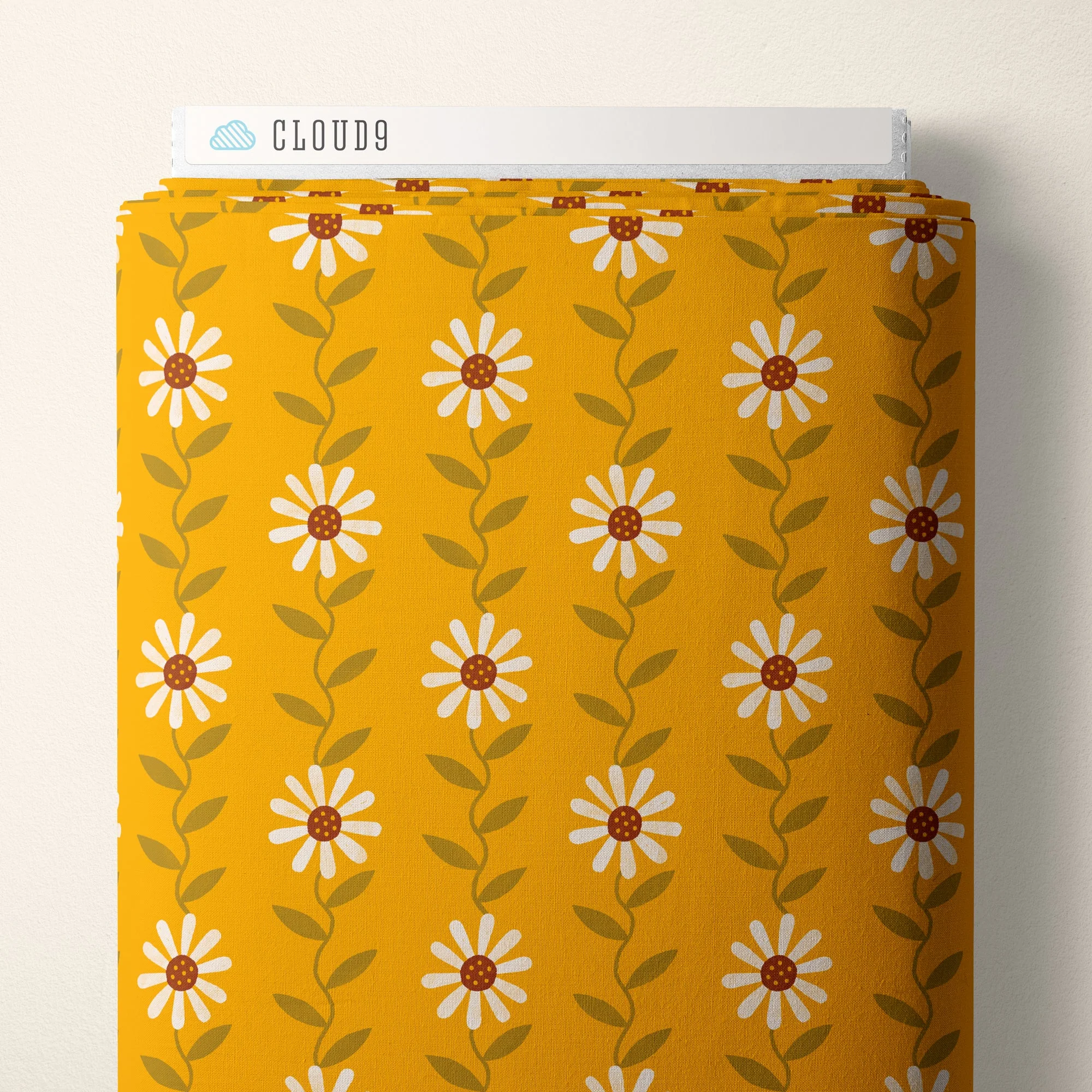 Daisy May - Gold - Retro Meadow - Sophie Rowe - Cloud 9 Fabrics - Poplin