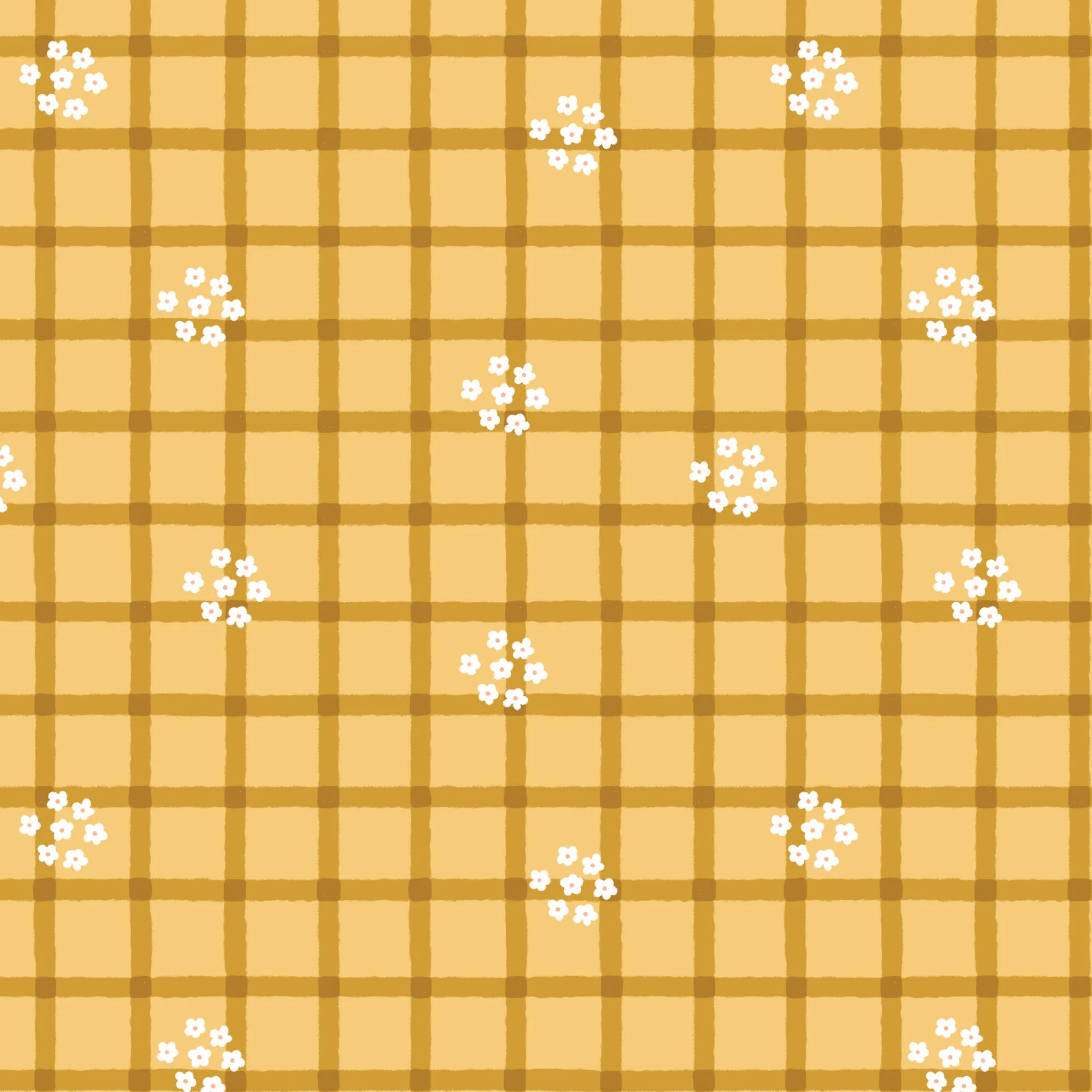 Daisy Plaid - Gold - Woodland Creatures - Dominika Godette - Cloud 9 Fabrics - Poplin - Image 2