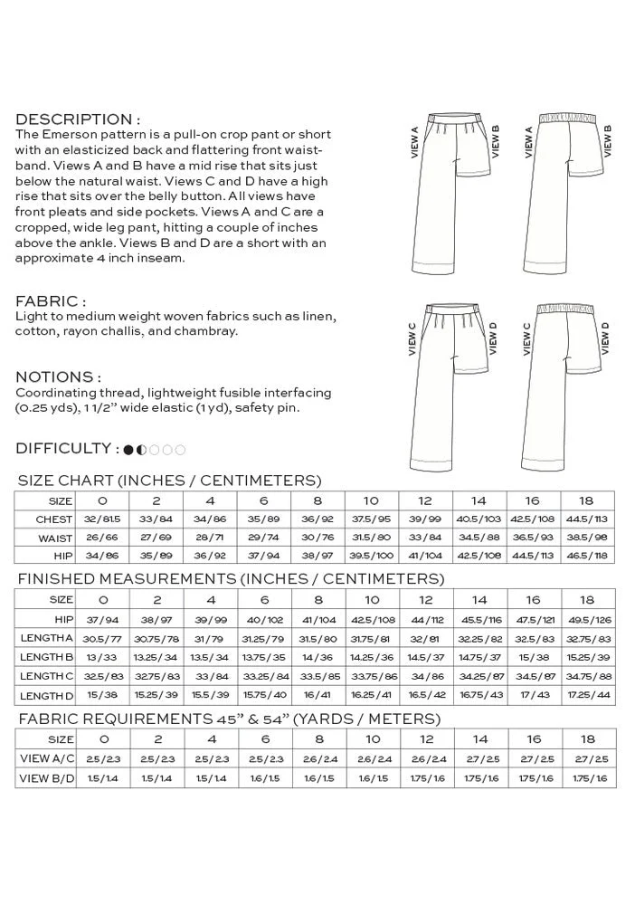 Emerson Pant & Short Sewing Pattern - True Bias - Image 5