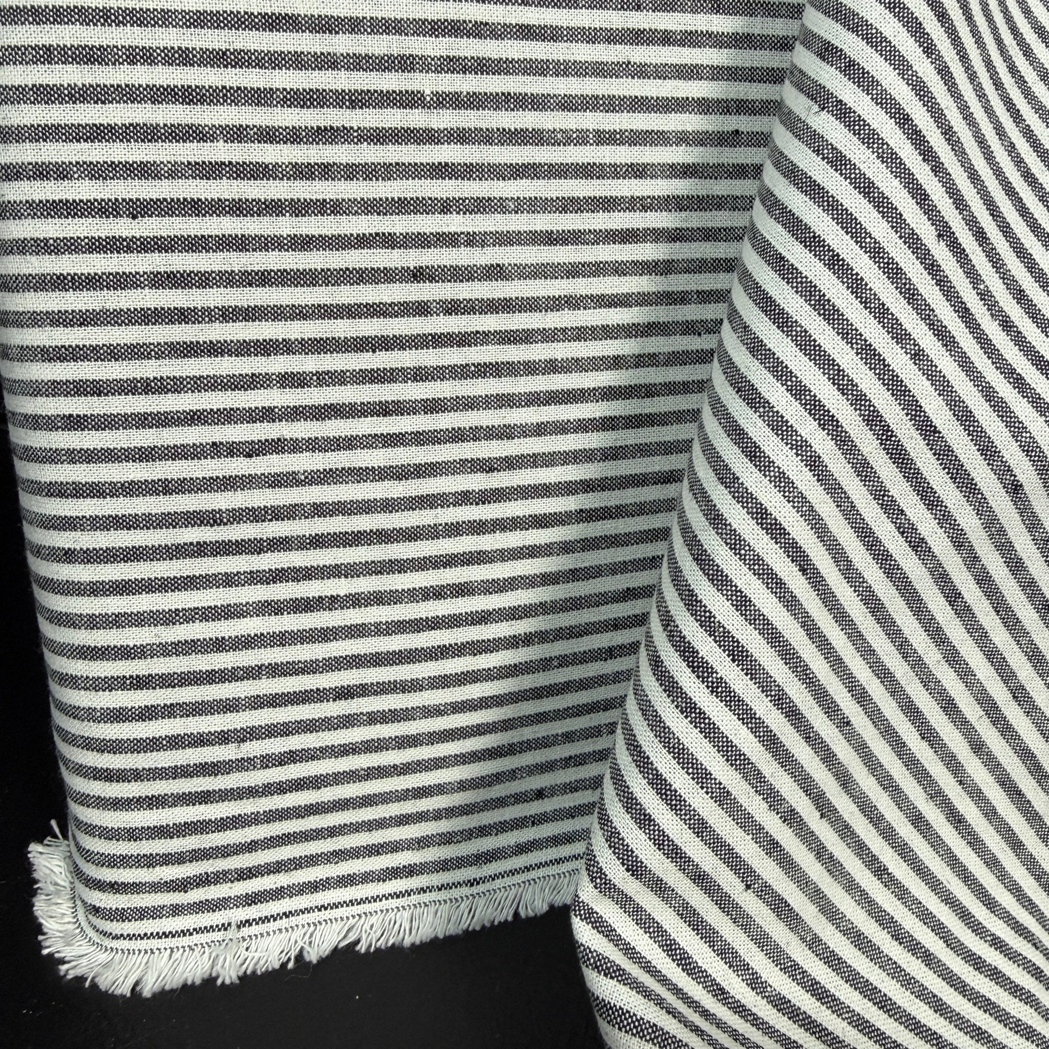 Linen/Cotton Blue + Natural White Stripe - Deadstock