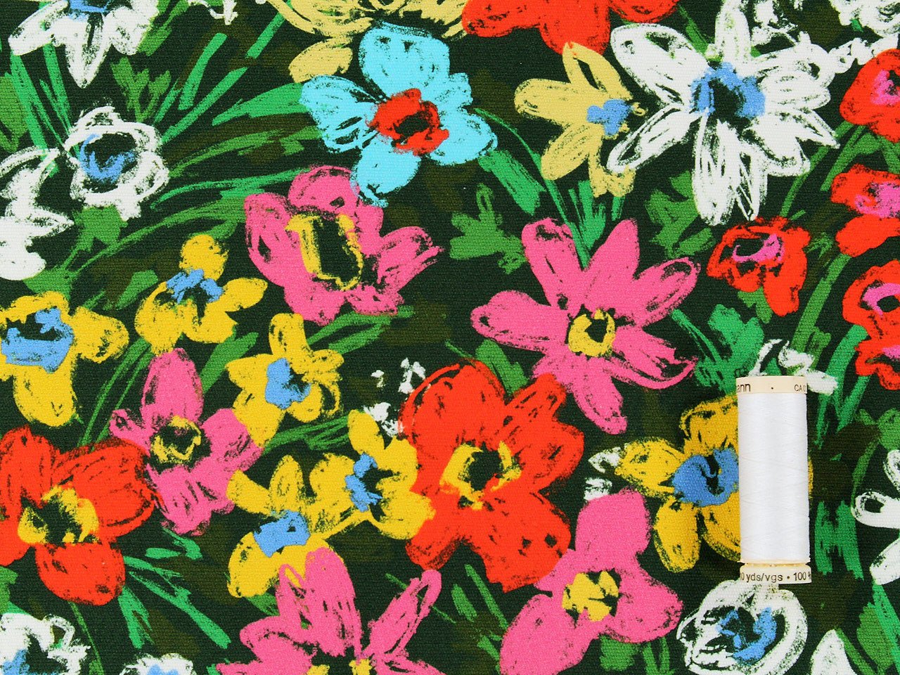Firle Floral Stretch Denim - Green - Oeko-Tex 100 - Fabric Godmother - Image 4