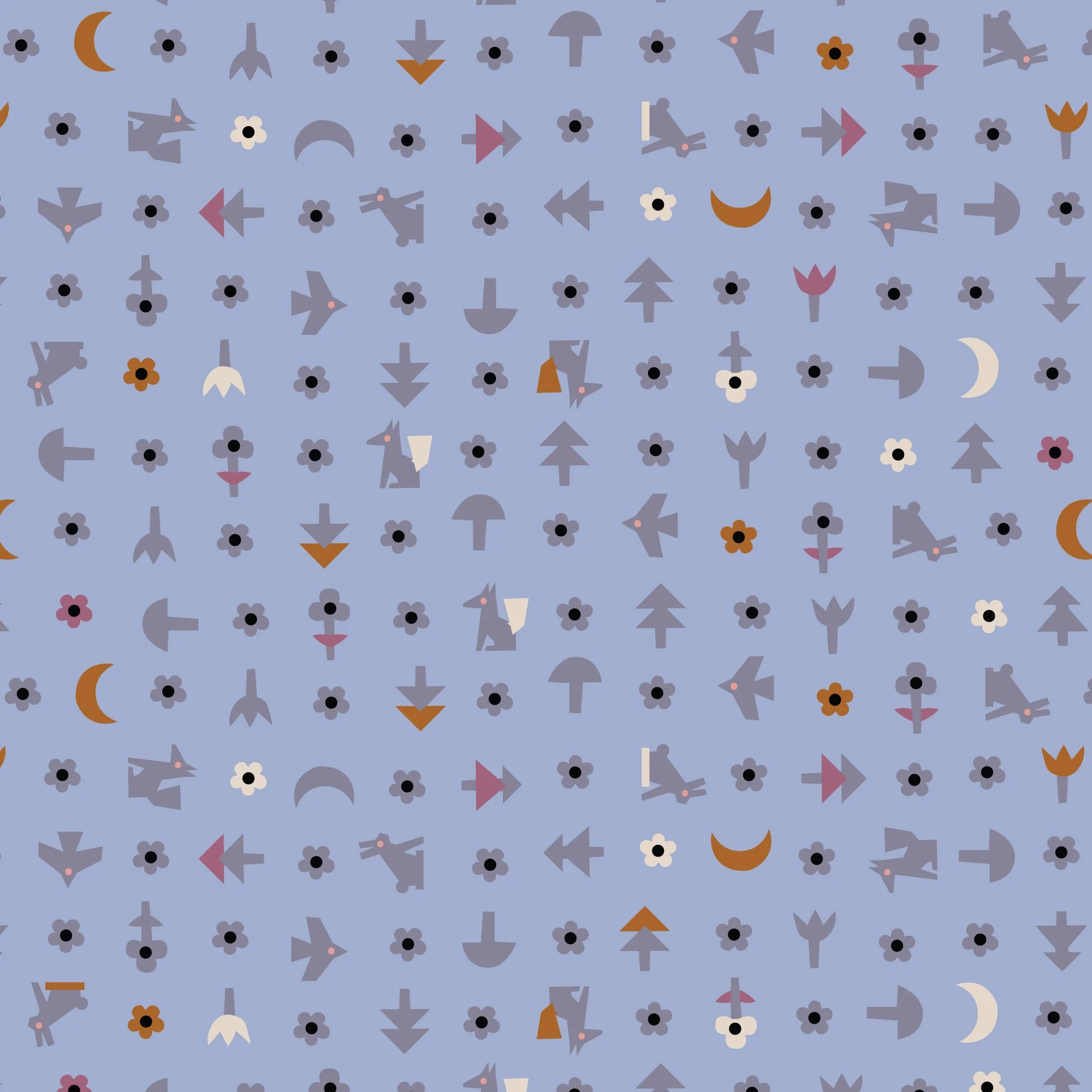 Free Bird - Blue - Fern Grove - Leah Duncan - Cloud 9 Fabrics - Poplin - Image 3