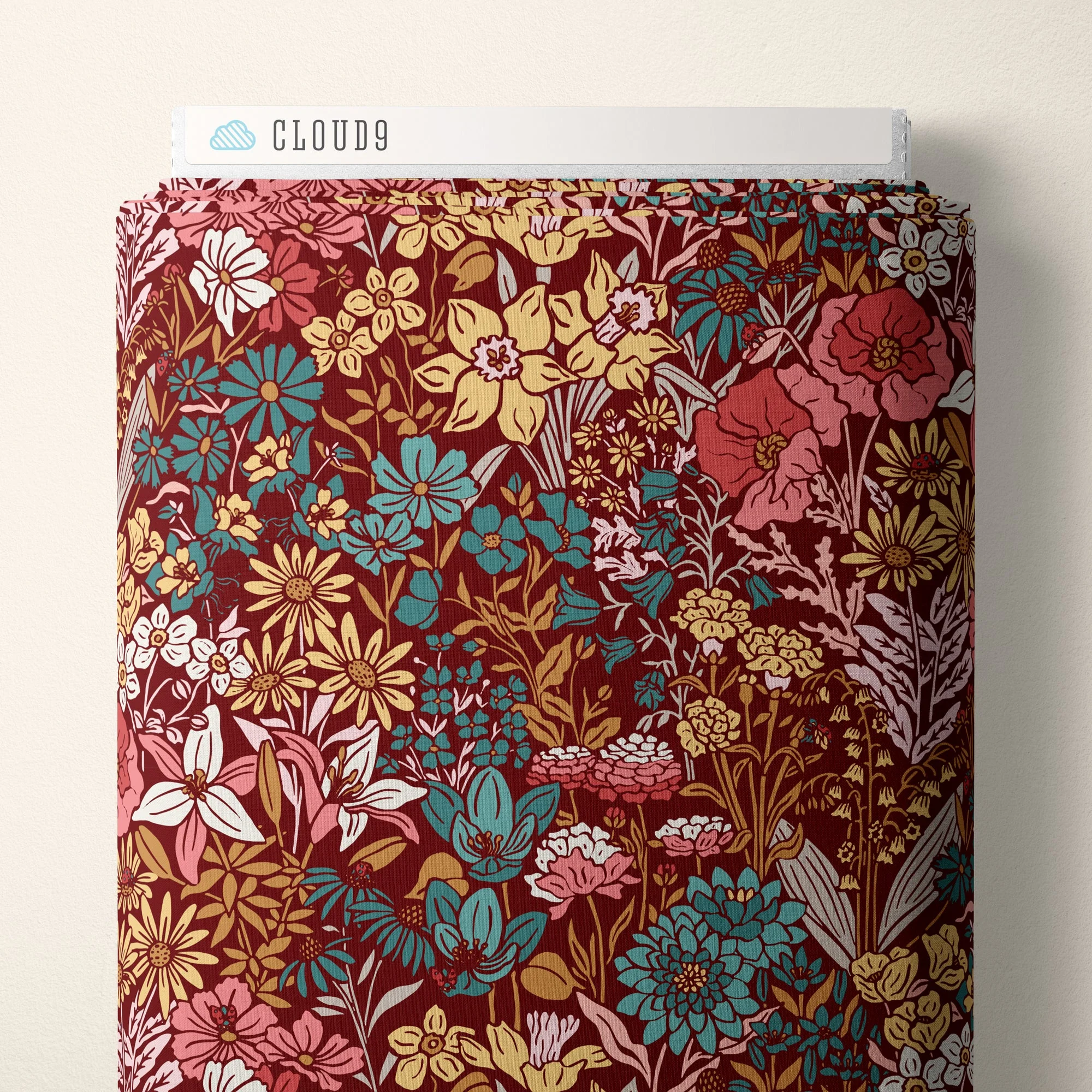 Garden - Burgundy - Eventide - Jillian Anderson - Cloud 9 Fabrics - Poplin