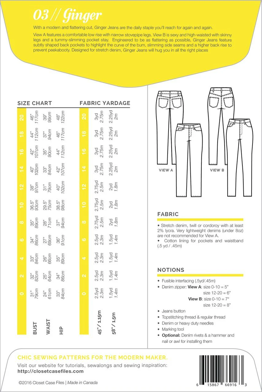 Ginger Skinny Jeans Pattern - Closet Core Patterns - Image 3