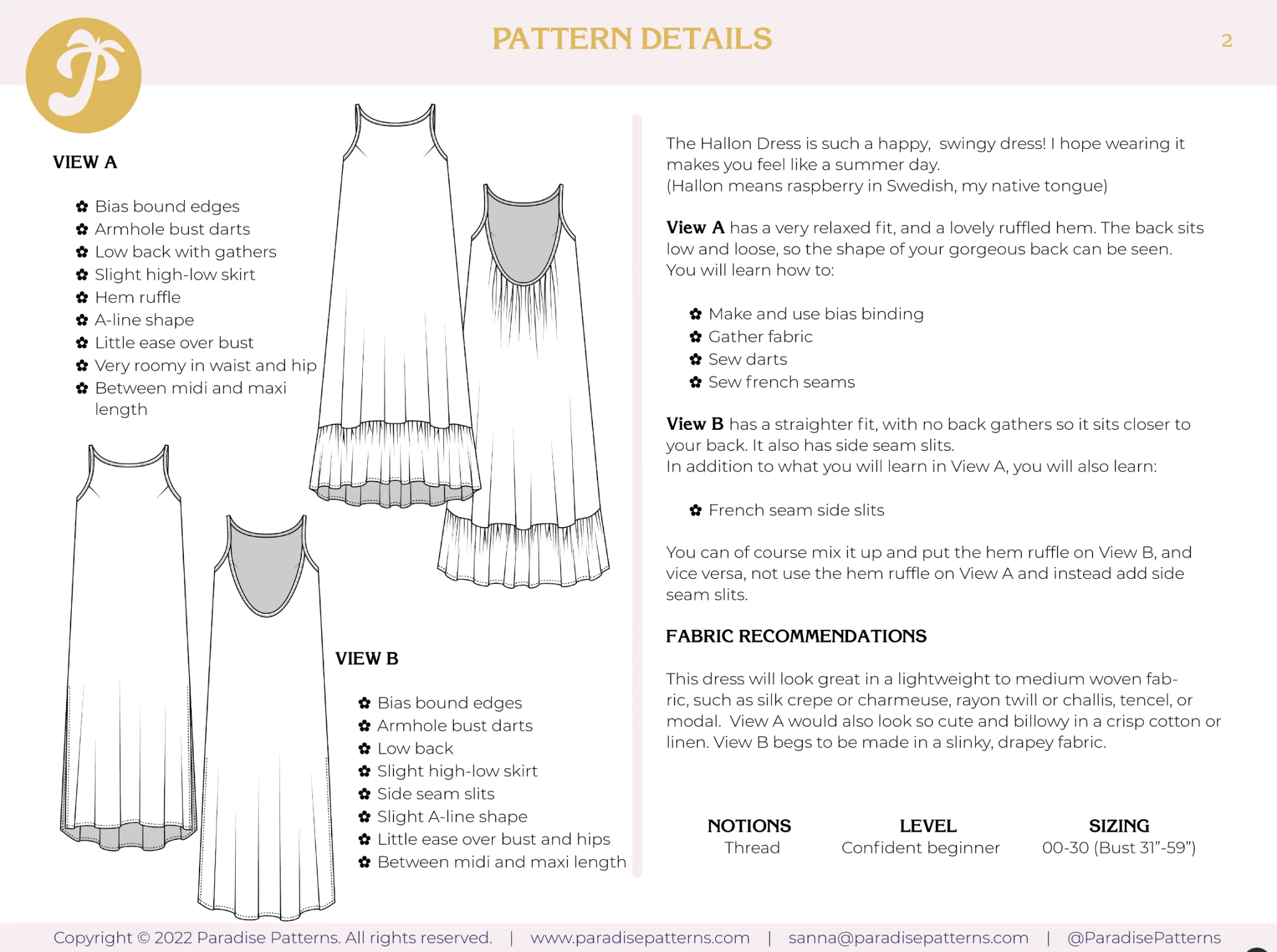 Hallon Dress PDF Pattern - Paradise Patterns - Image 13