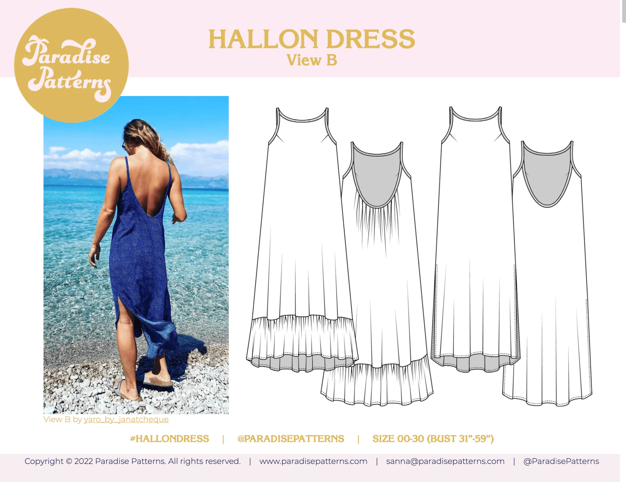 Hallon Dress PDF Pattern - Paradise Patterns - Image 3