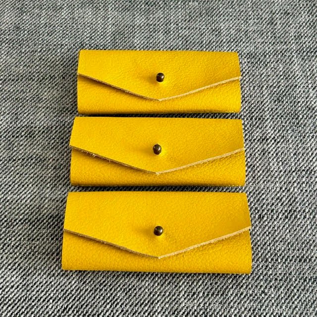 Handmade Needle Wallet - Yellow Leather - Dhurata Davies - Image 2