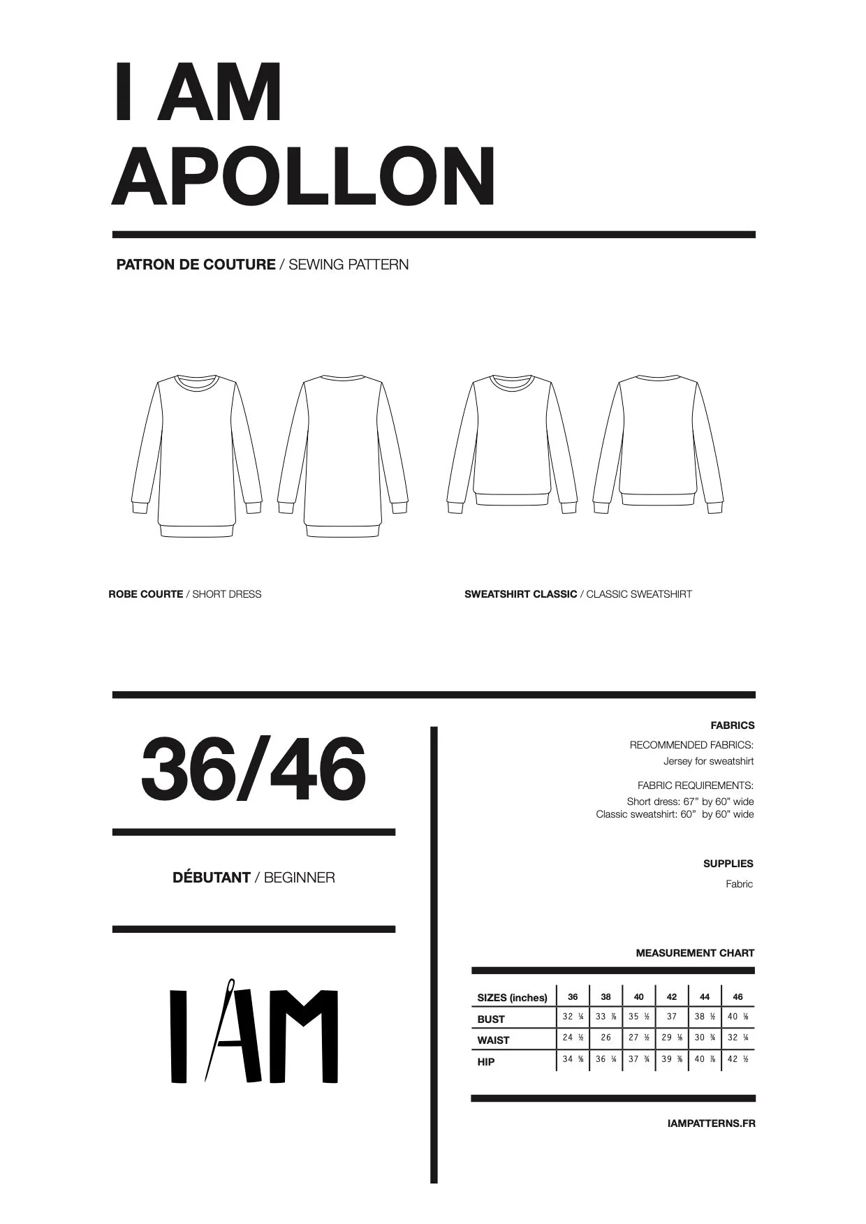 I am APOLLON (Ladies) - Classic Sweatshirt + Dress Pattern -  I AM PATTERNS - Image 8