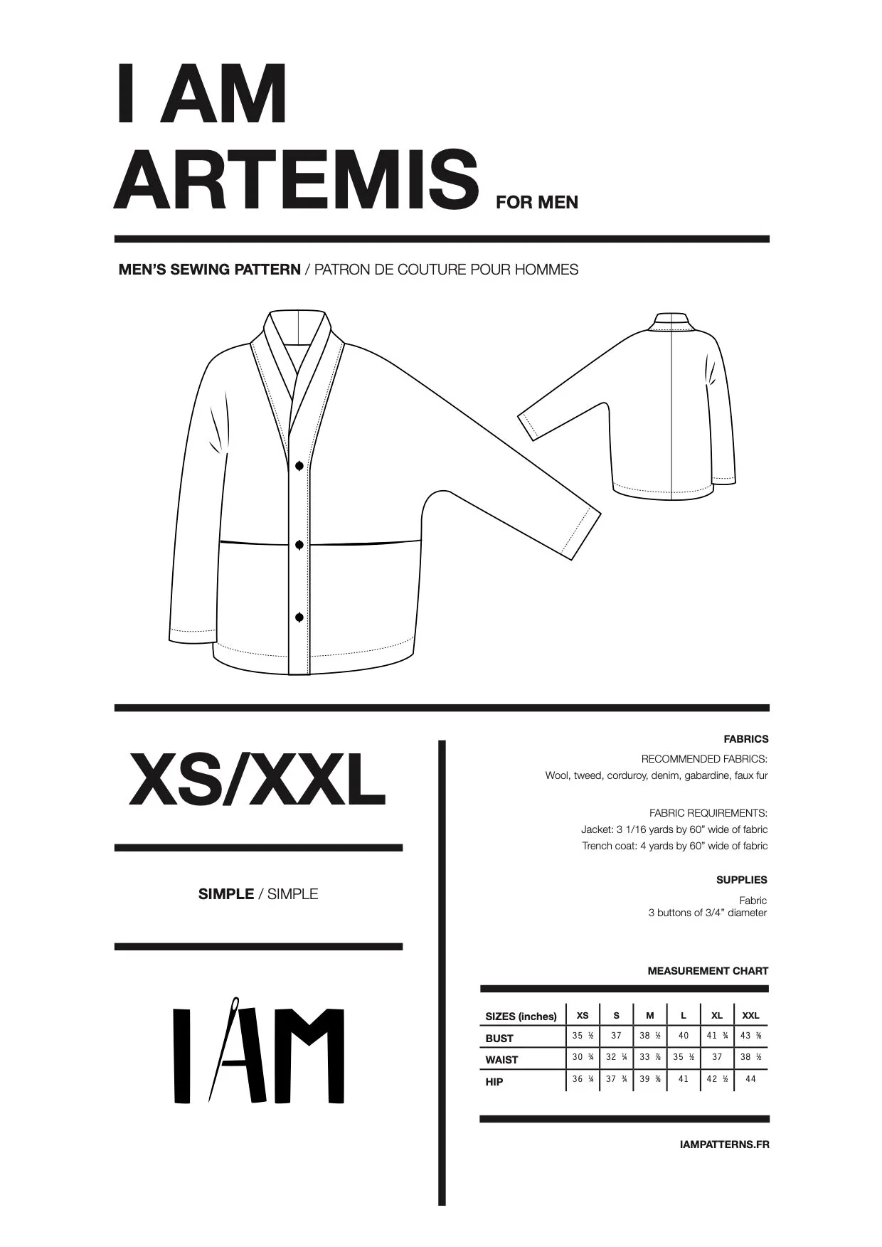 I am ARTEMIS (Mens) - Coat Pattern - I AM PATTERNS - Image 13