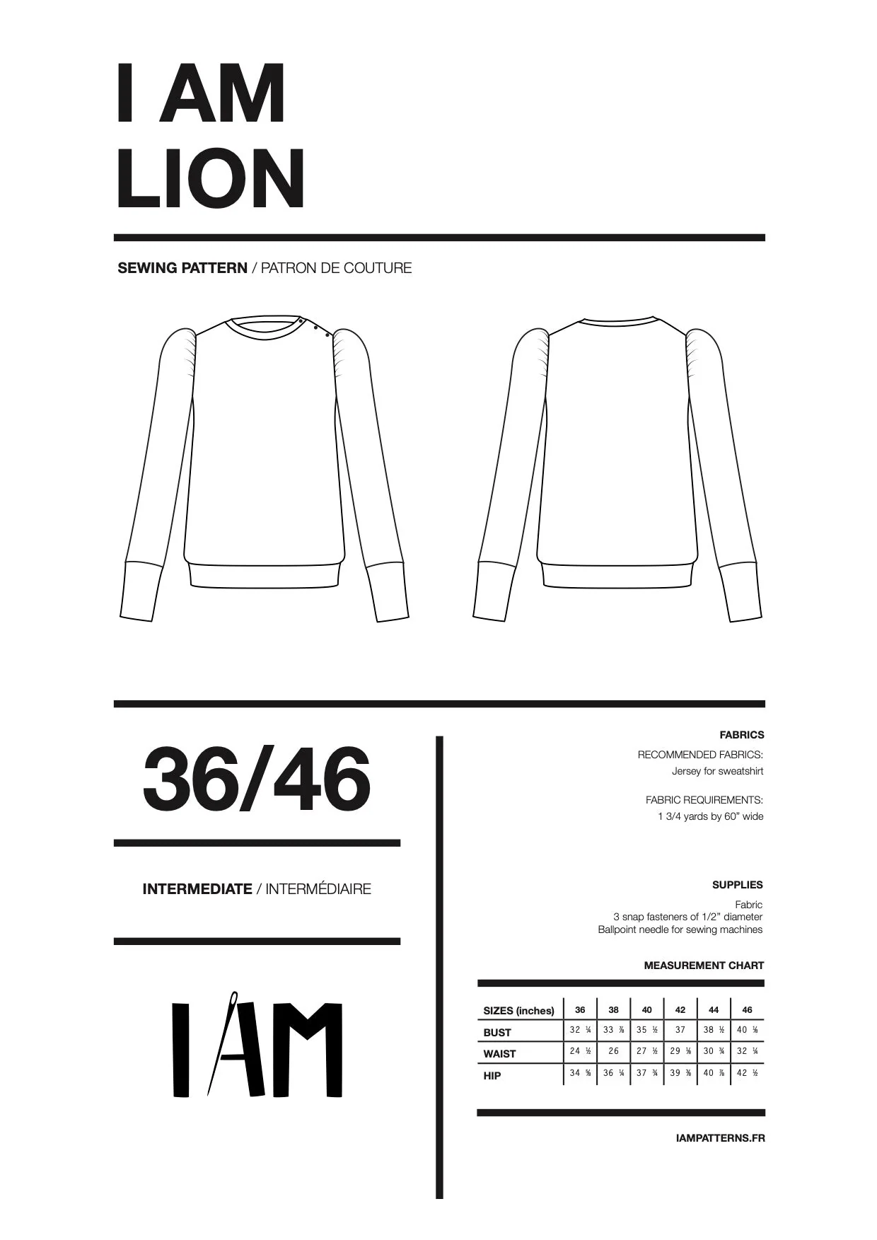 I am LION - Puff Sleeve Sweatshirt Pattern - I AM PATTERNS - Image 8