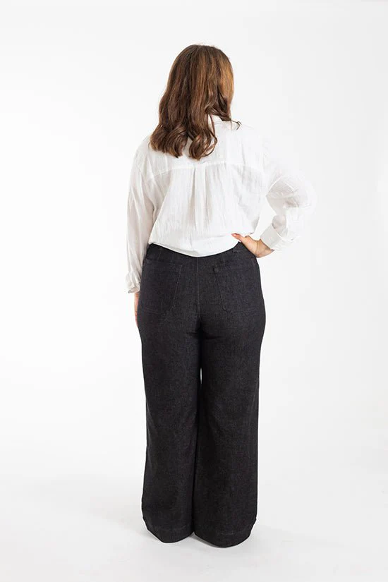 Isle High-Waisted Stretch Denim Pattern - Chalk + Notch - Image 13