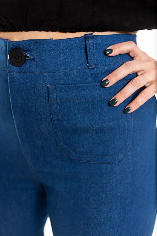 Isle High-Waisted Stretch Denim Pattern - Chalk + Notch - Image 15