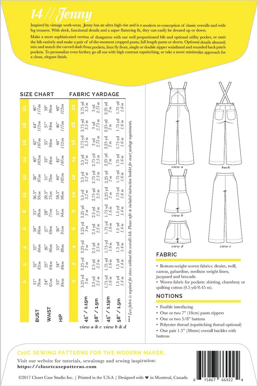 Jenny Overalls & Trousers Pattern - Closet Core Patterns - Image 3
