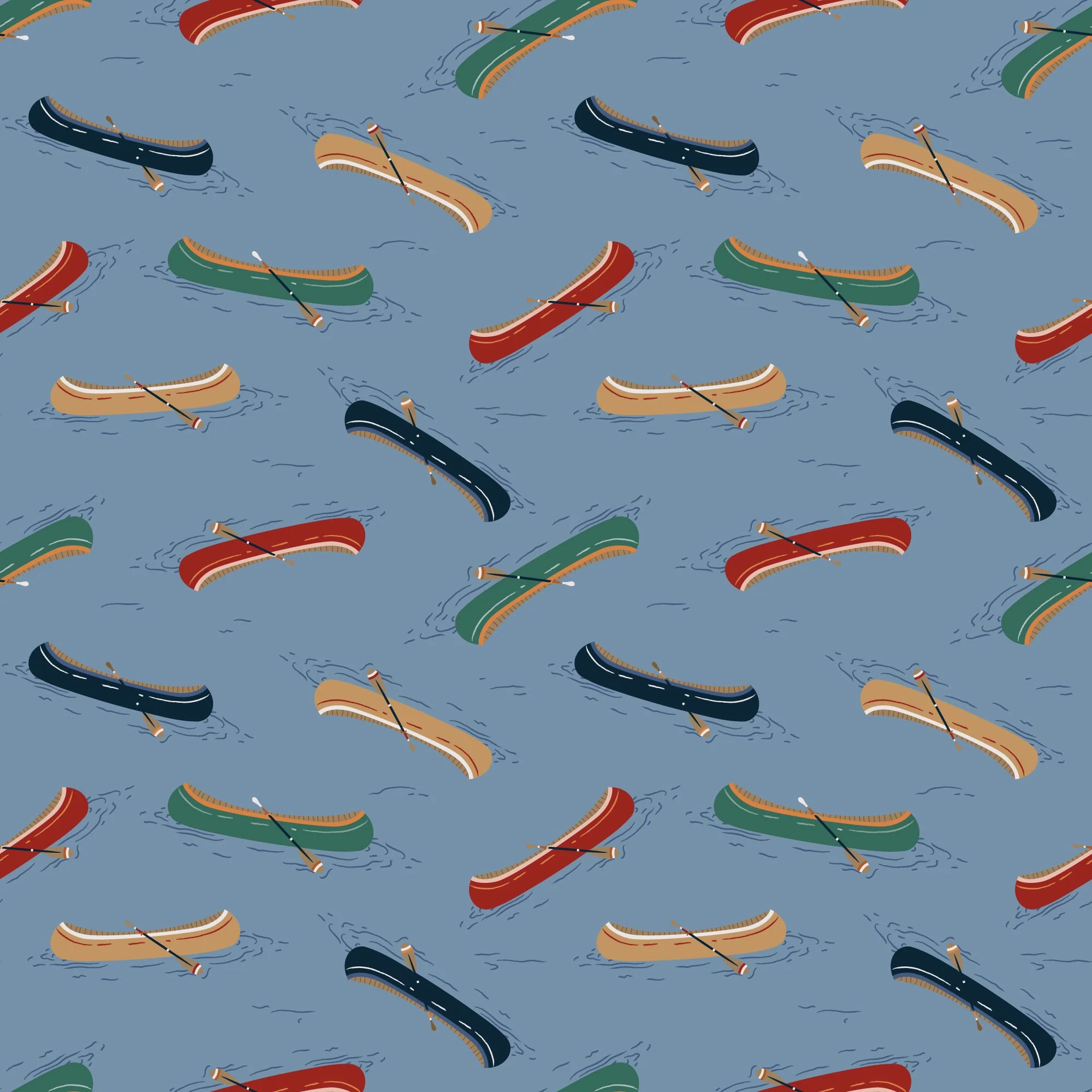 Just Paddling - Blue - Backwoods and Boots - Softly Studio - Cloud 9 Fabrics - Poplin - Image 3