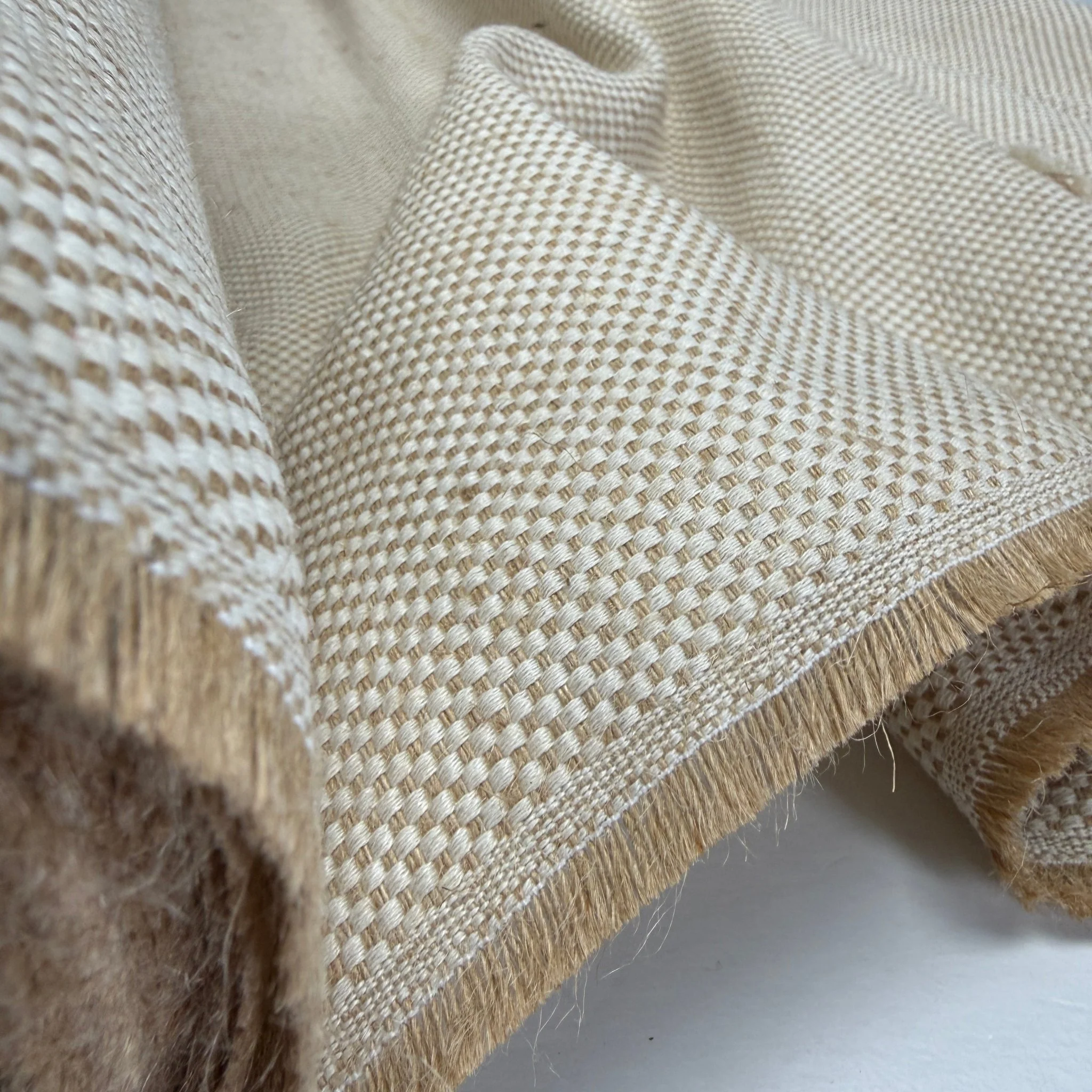 Jute + Cotton Blend Textued Fabric - Natural - 416 GSM