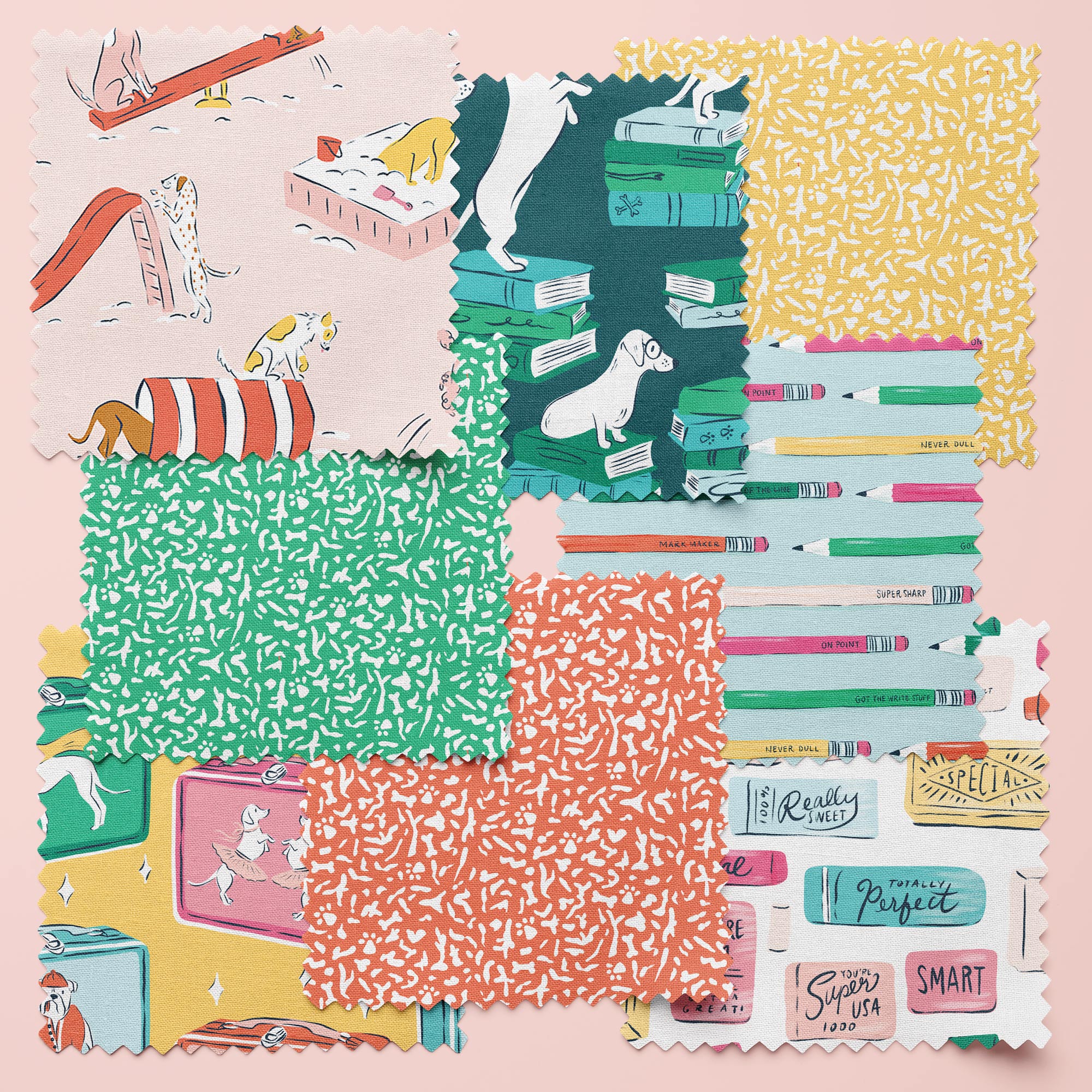 K9 Composition Book - Tomato - Teacher's Pet - Krissy Mast - Cloud 9 Fabrics - Poplin - Image 3