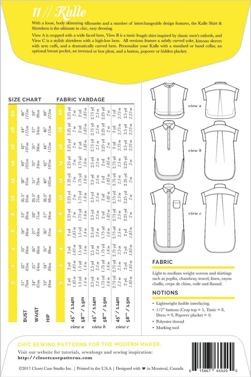 Kalle Shirt & Shirtdress Pattern - Closet Core Patterns - Image 3