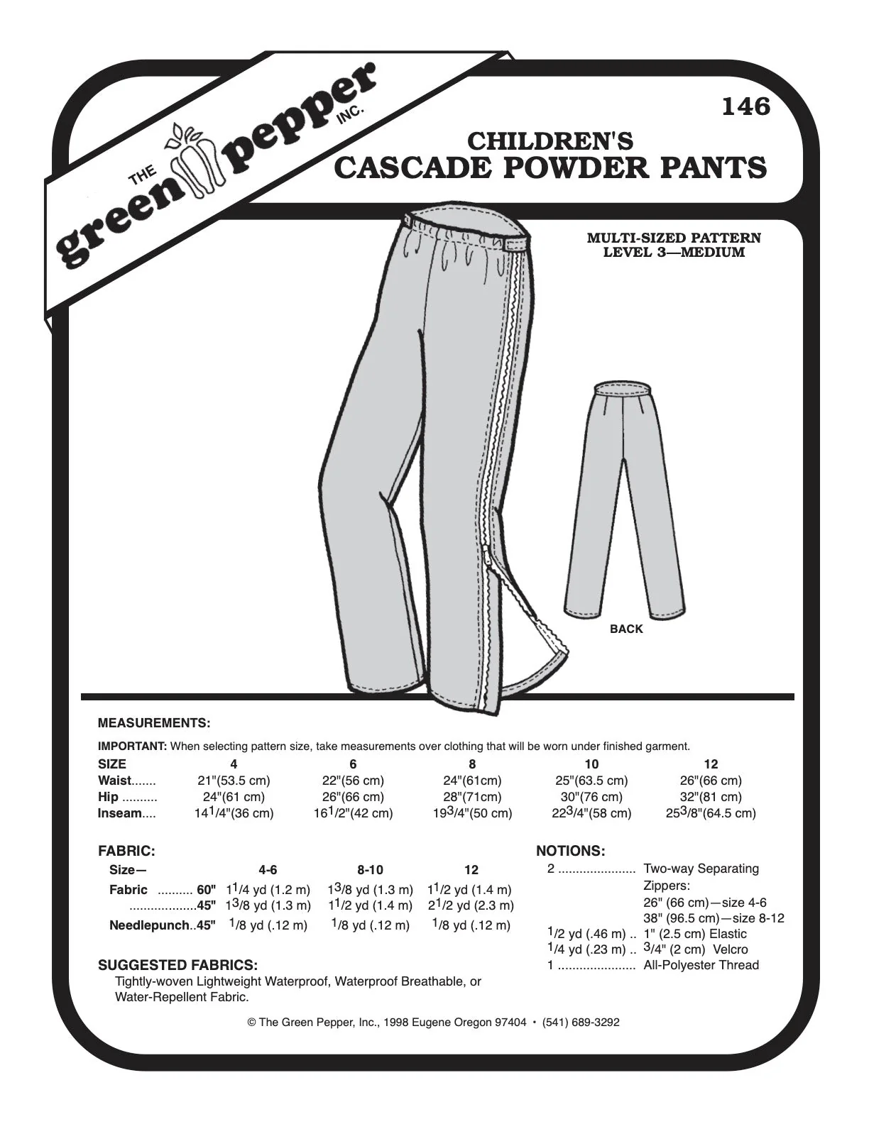 Kid’s Cascade Powder Pants Pattern - 146 - The Green Pepper Patterns - Image 2