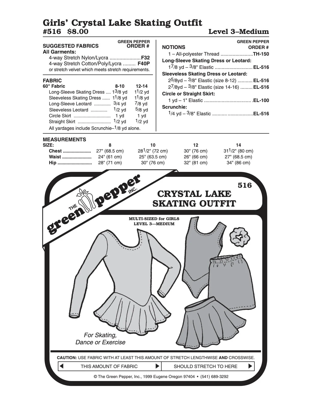 Kids Crystal Lake Skating Outfit - 516 - The Green Pepper Patterns - Image 2
