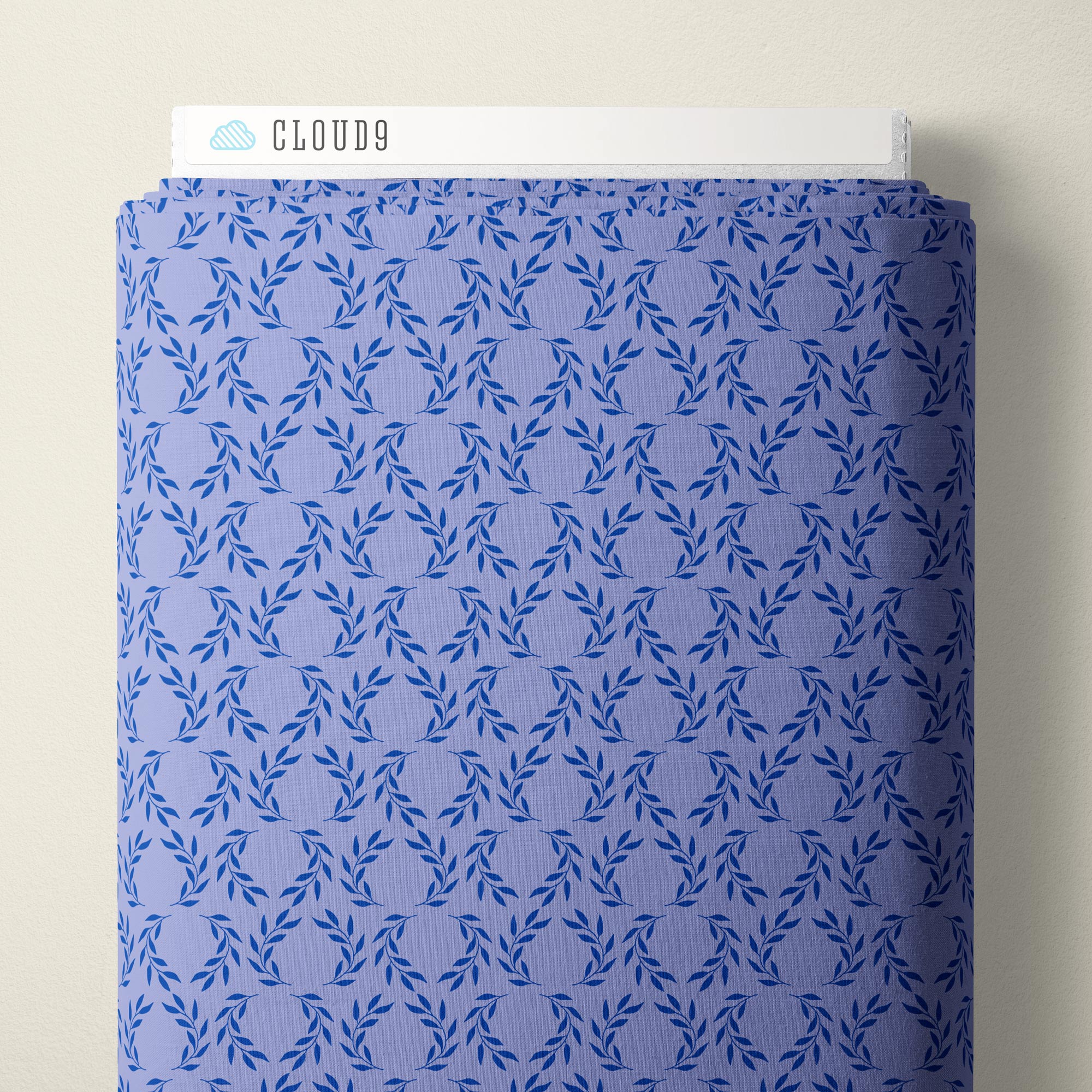 Laurel Leaves - Blue - The Iliad - Aidi Riera - Cloud 9 Fabrics - Poplin