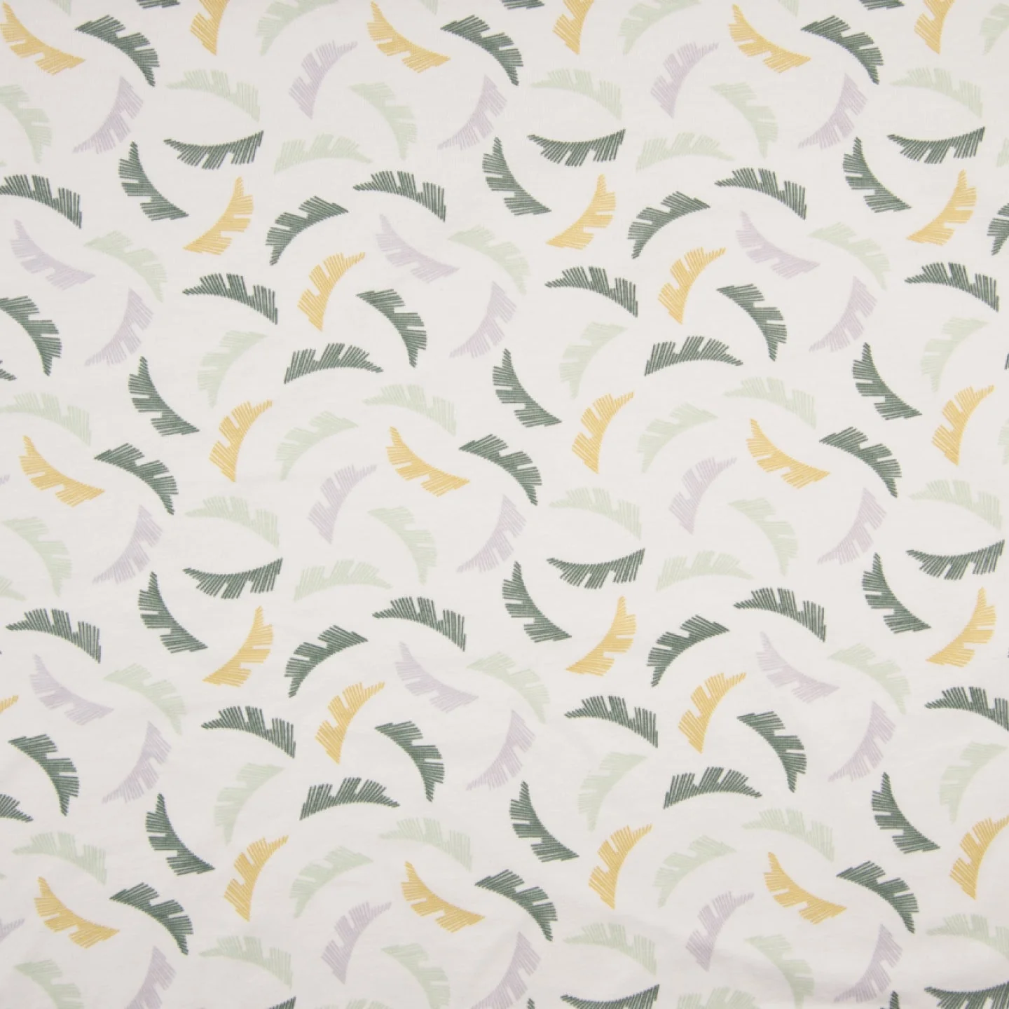 Leaves - Organic Cotton Stretch Jersey - European Import - White