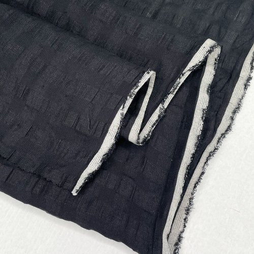 Linen / Viscose Jacquard Gauze - Black