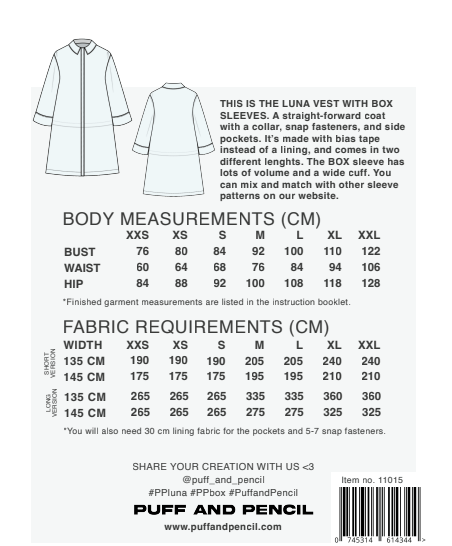 Luna + Box Sleeves Jacket - Paper Sewing Pattern - Puff And Pencil - Image 8