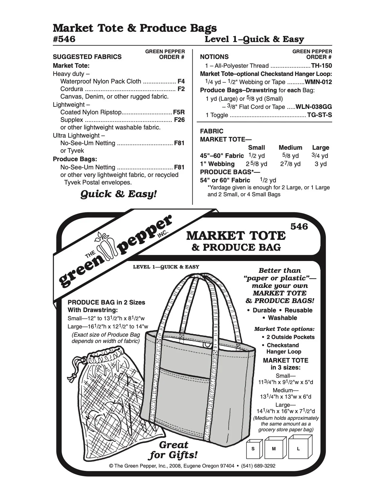 Market Tote & Produce Bag PDF Pattern - 546 - The Green Pepper Patterns - Image 2