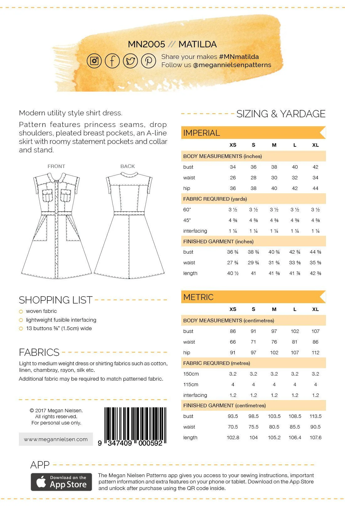 Matilda Dress - Megan Nielsen Patterns - Sewing Pattern - Image 15
