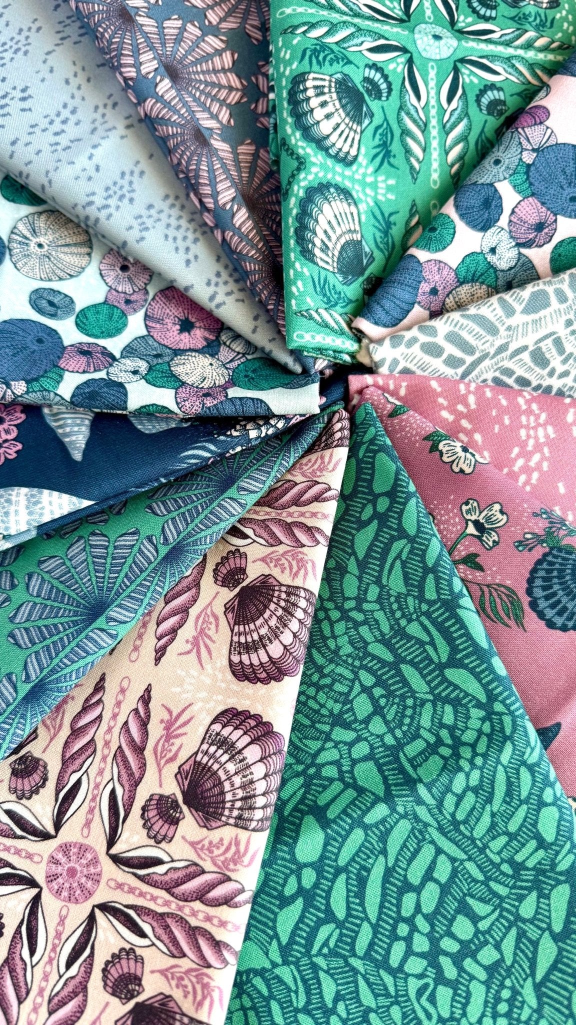 Shell Fan - Green / Blue - Seashell Serenade - Jayme Murray - Cloud 9 Fabrics - Poplin - Image 6
