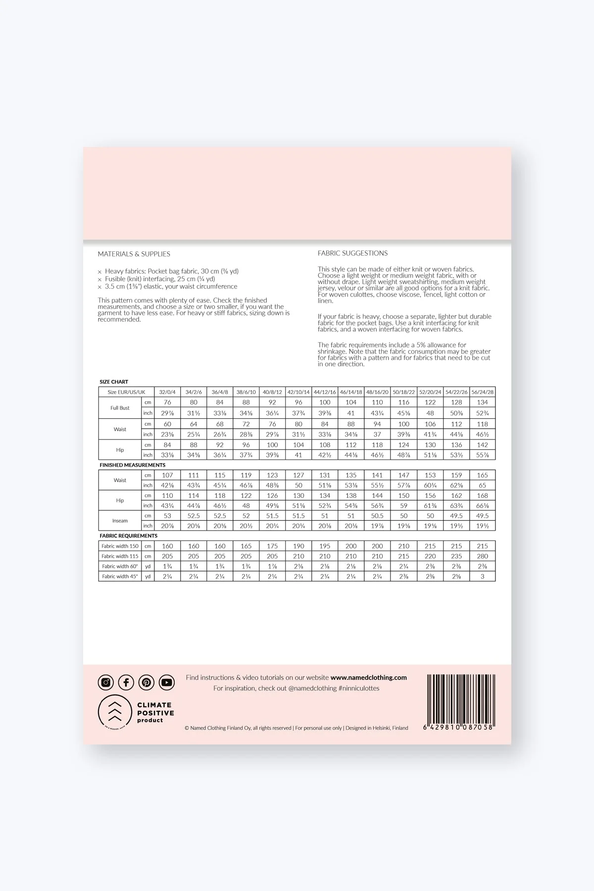 Ninni Elastic Waist Culottes - PDF Pattern - Named Clothing - Image 8