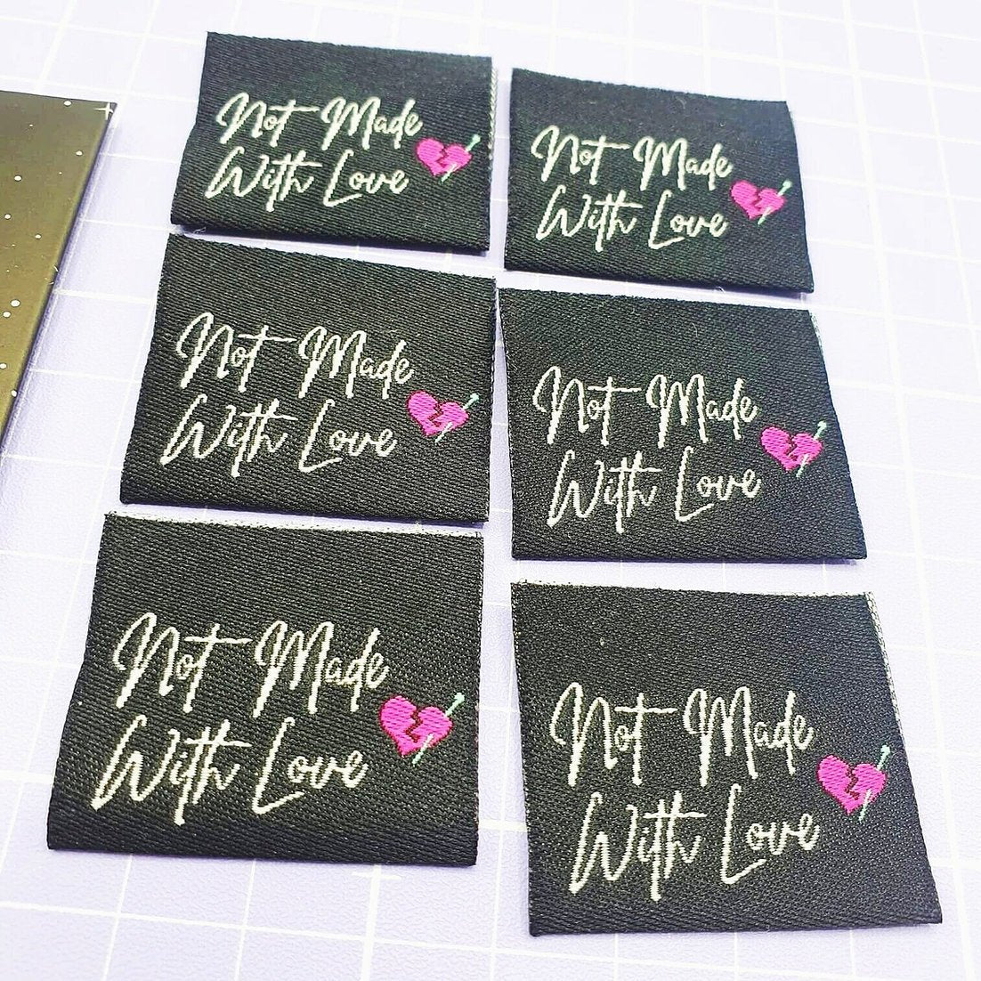 "NOT MADE WITH LOVE" Woven Label Pack - Sew Anonymous - Image 3
