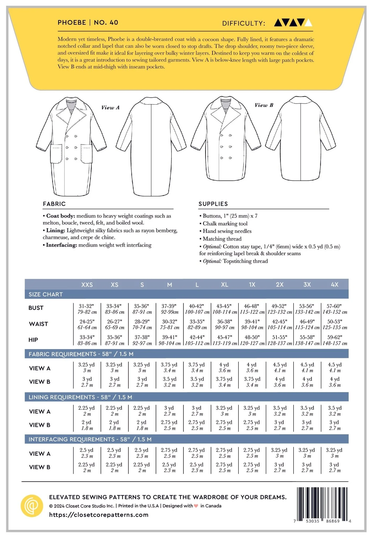 Phoebe Double-Breasted Coat Pattern - Closet Core Patterns - Image 31
